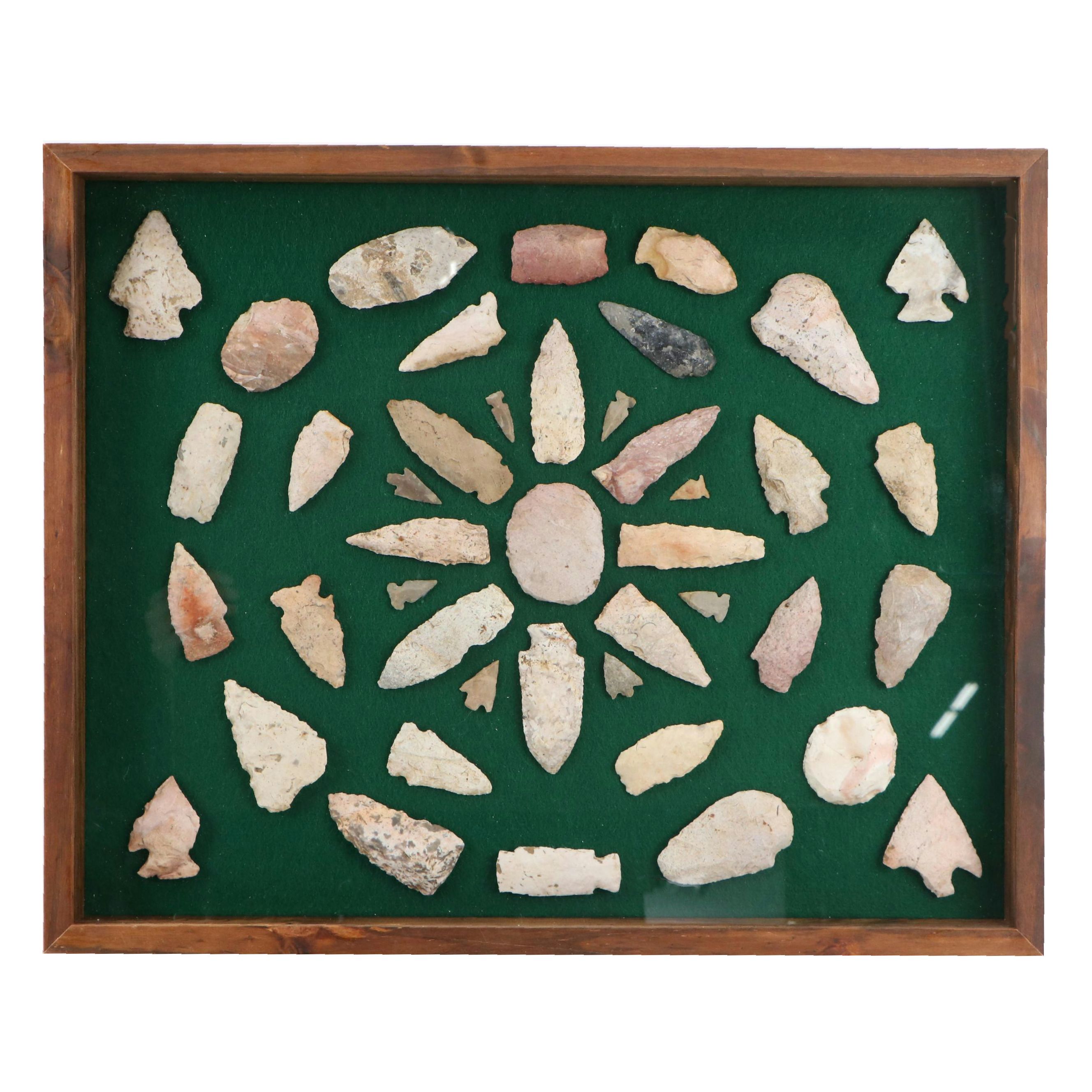 Indigenous Flint and Other Stone Arrowheads and Scrapers