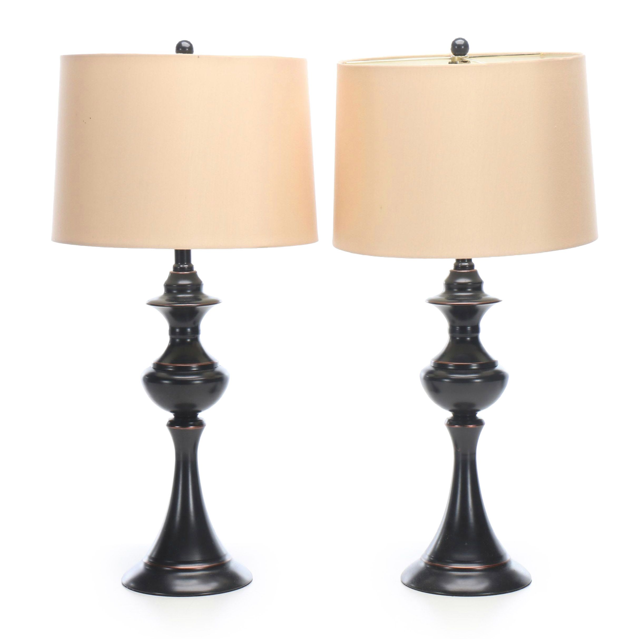 Pair of Elegant Designs Oil Rubbed Bronze Urn Style Table Lamps with Drum Shades