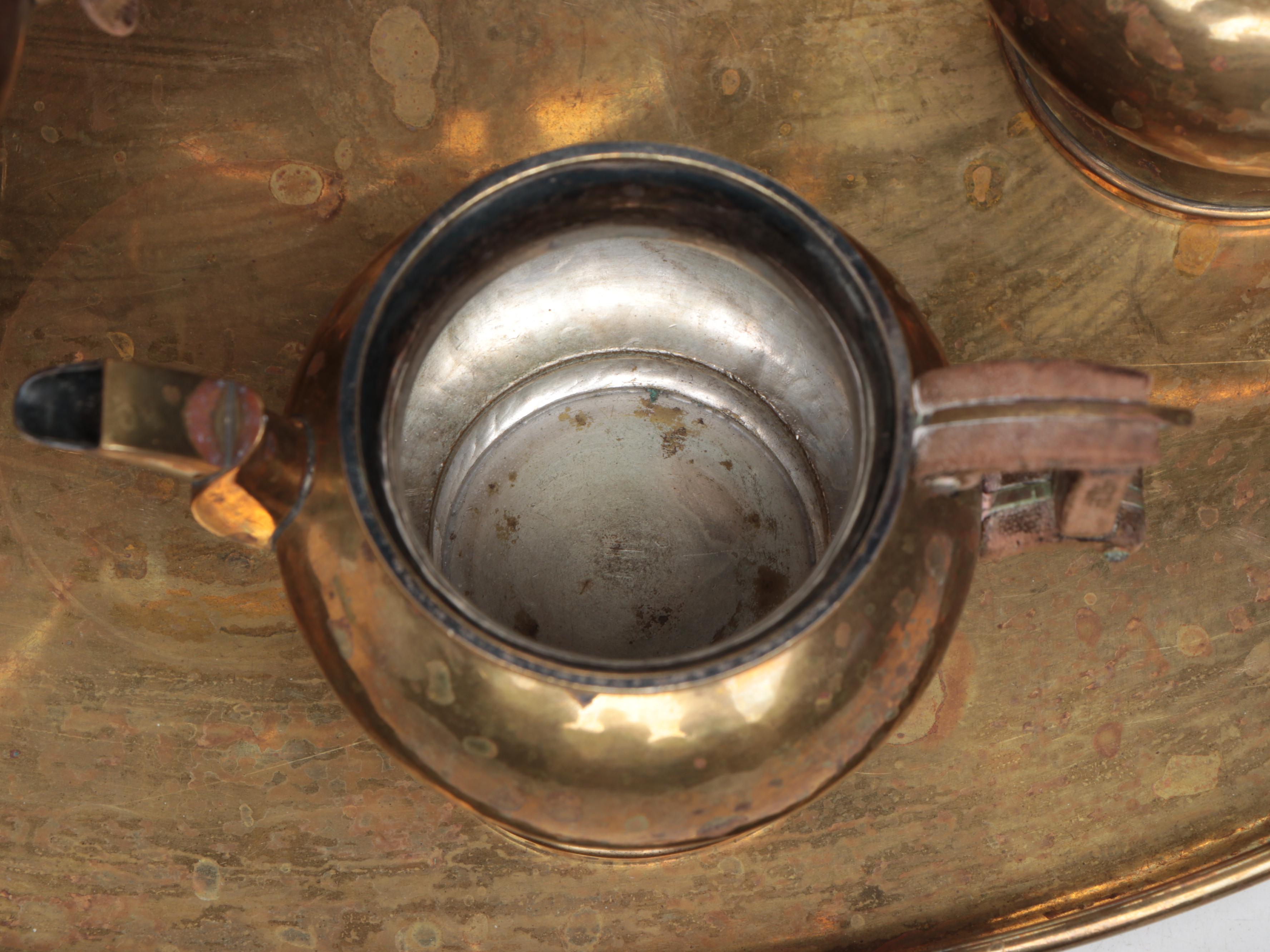 H. Ottman Brass Plates Middle Eastern Style Tea and Coffee Set, 20th Century