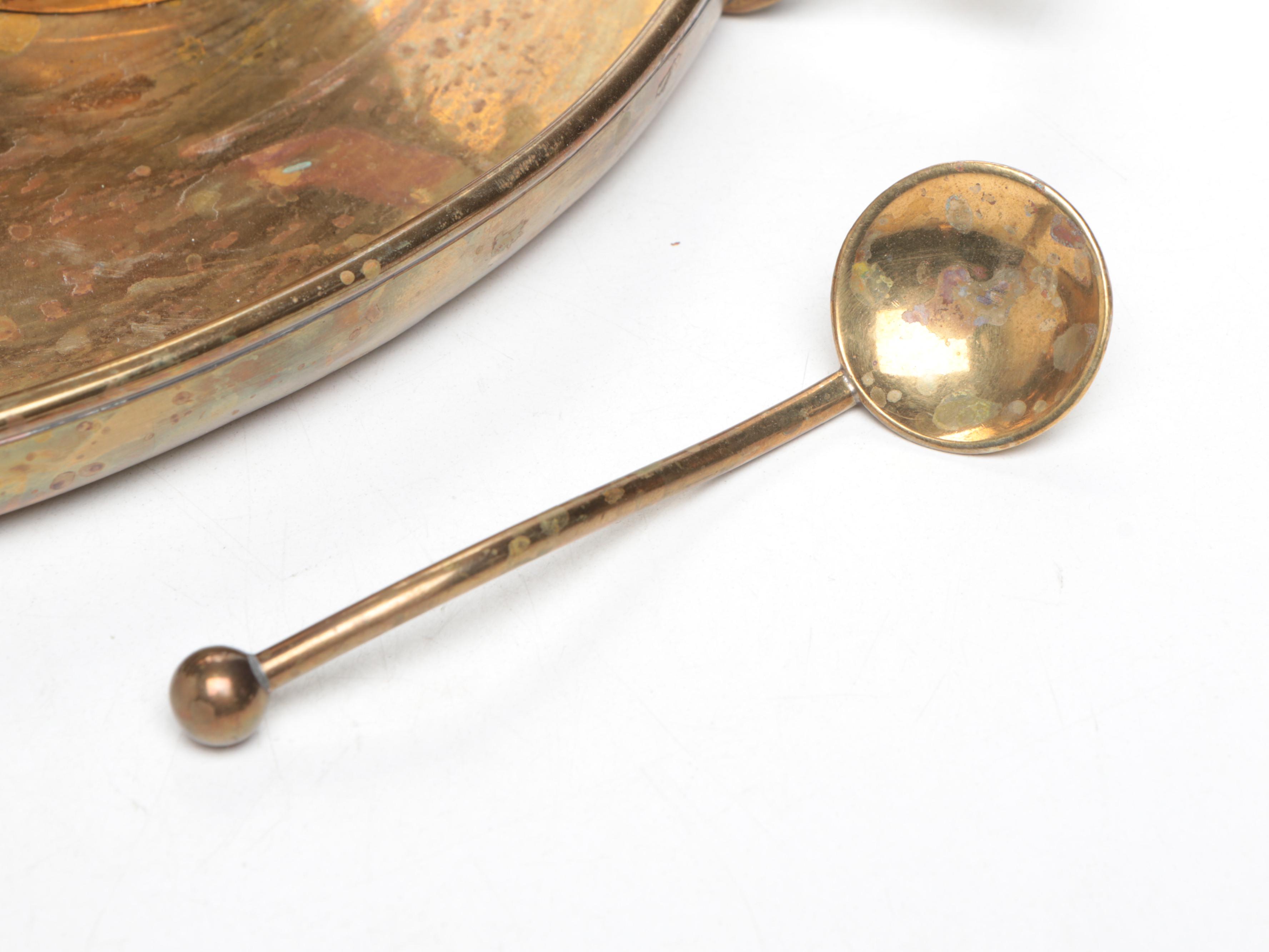 H. Ottman Brass Plates Middle Eastern Style Tea and Coffee Set, 20th Century