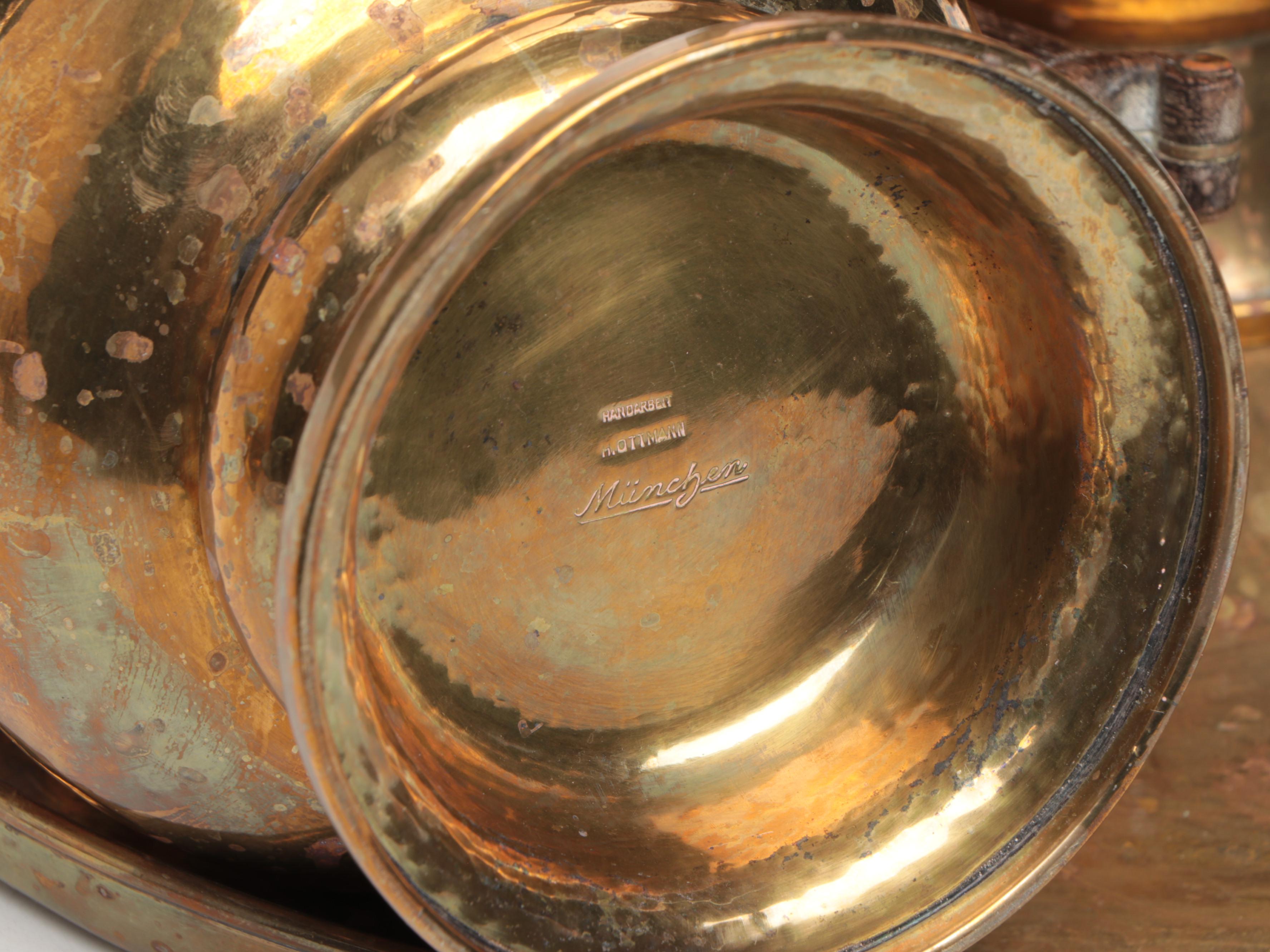 H. Ottman Brass Plates Middle Eastern Style Tea and Coffee Set, 20th Century