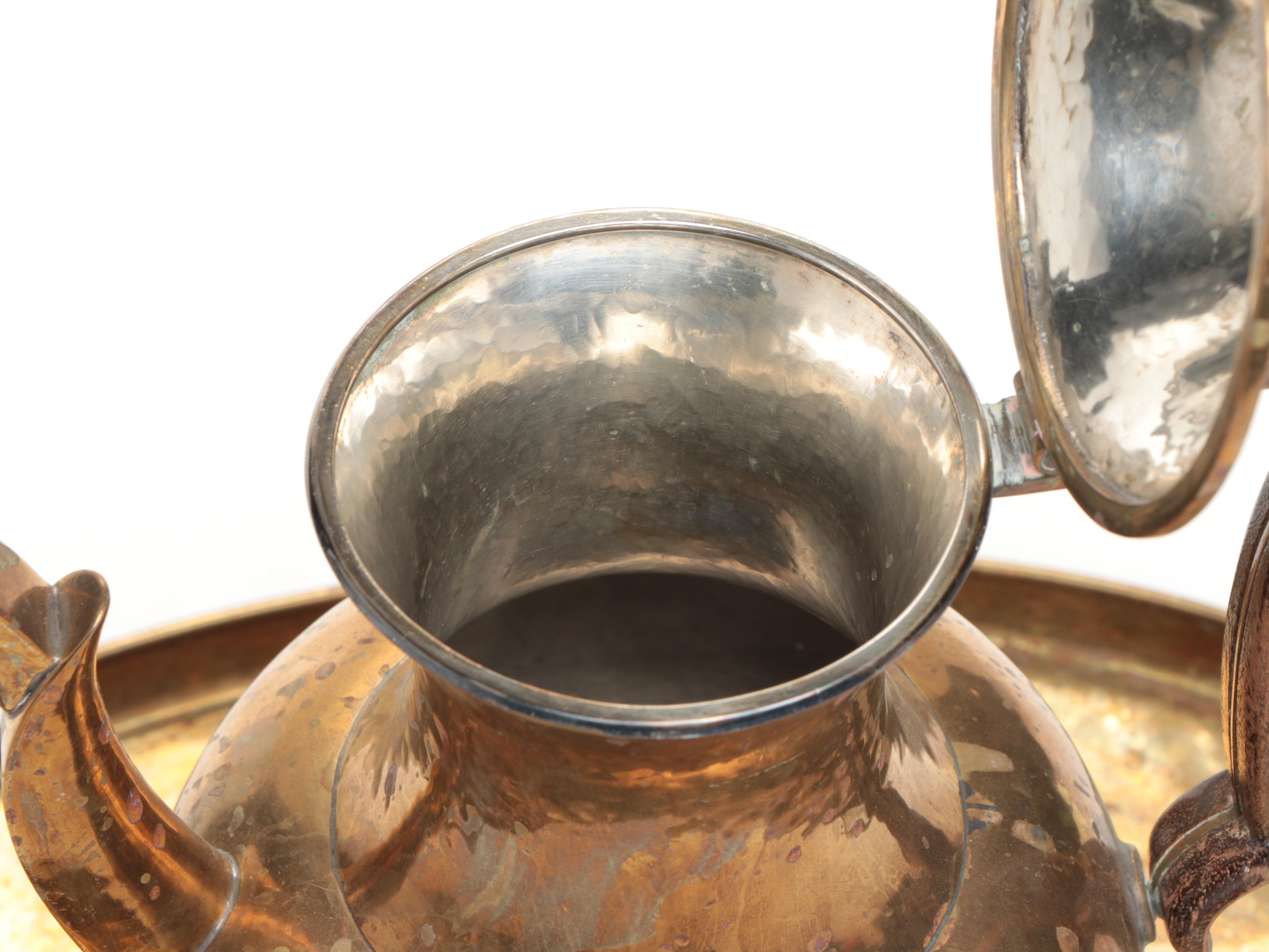 H. Ottman Brass Plates Middle Eastern Style Tea and Coffee Set, 20th Century