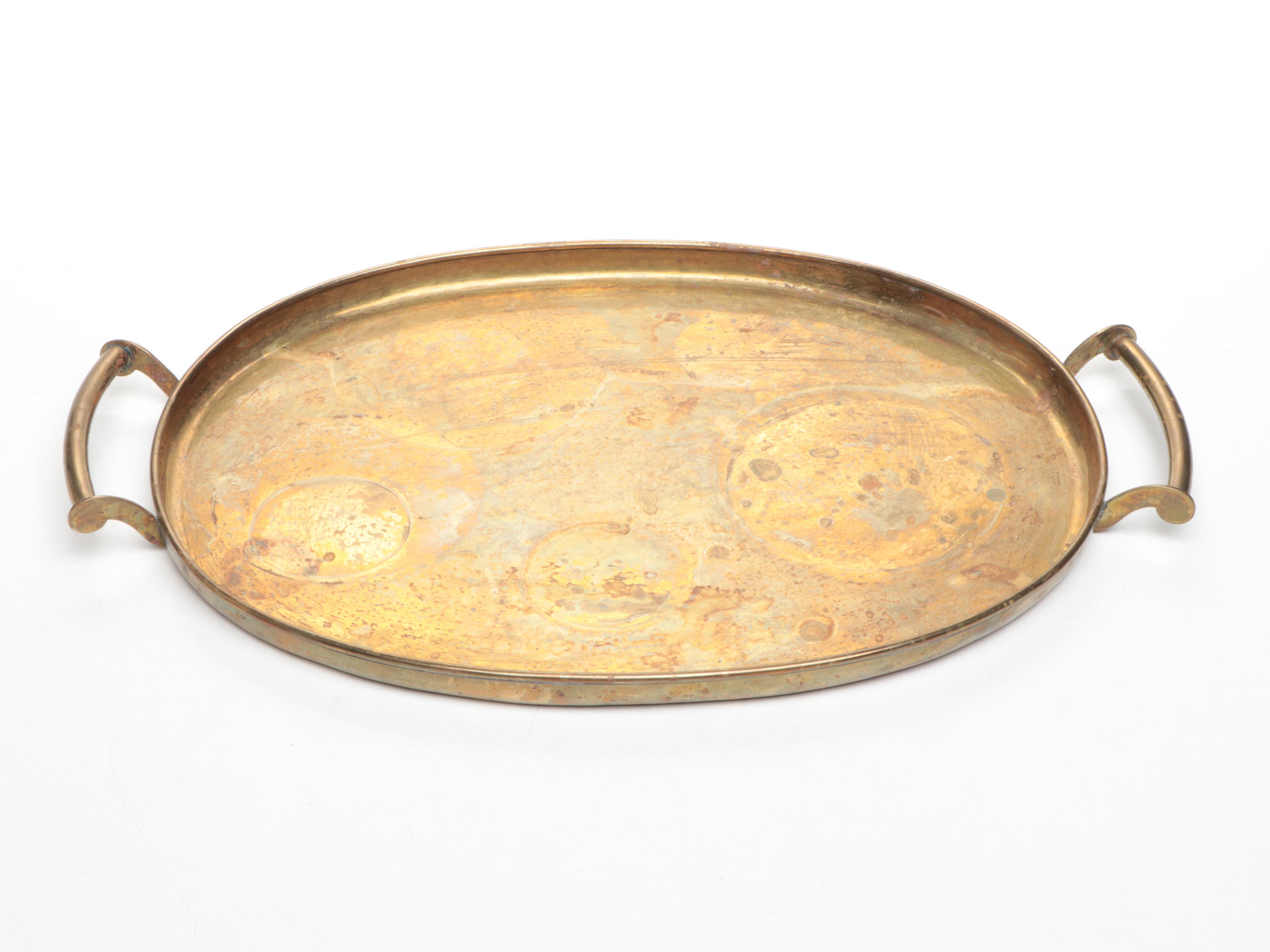 H. Ottman Brass Plates Middle Eastern Style Tea and Coffee Set, 20th Century