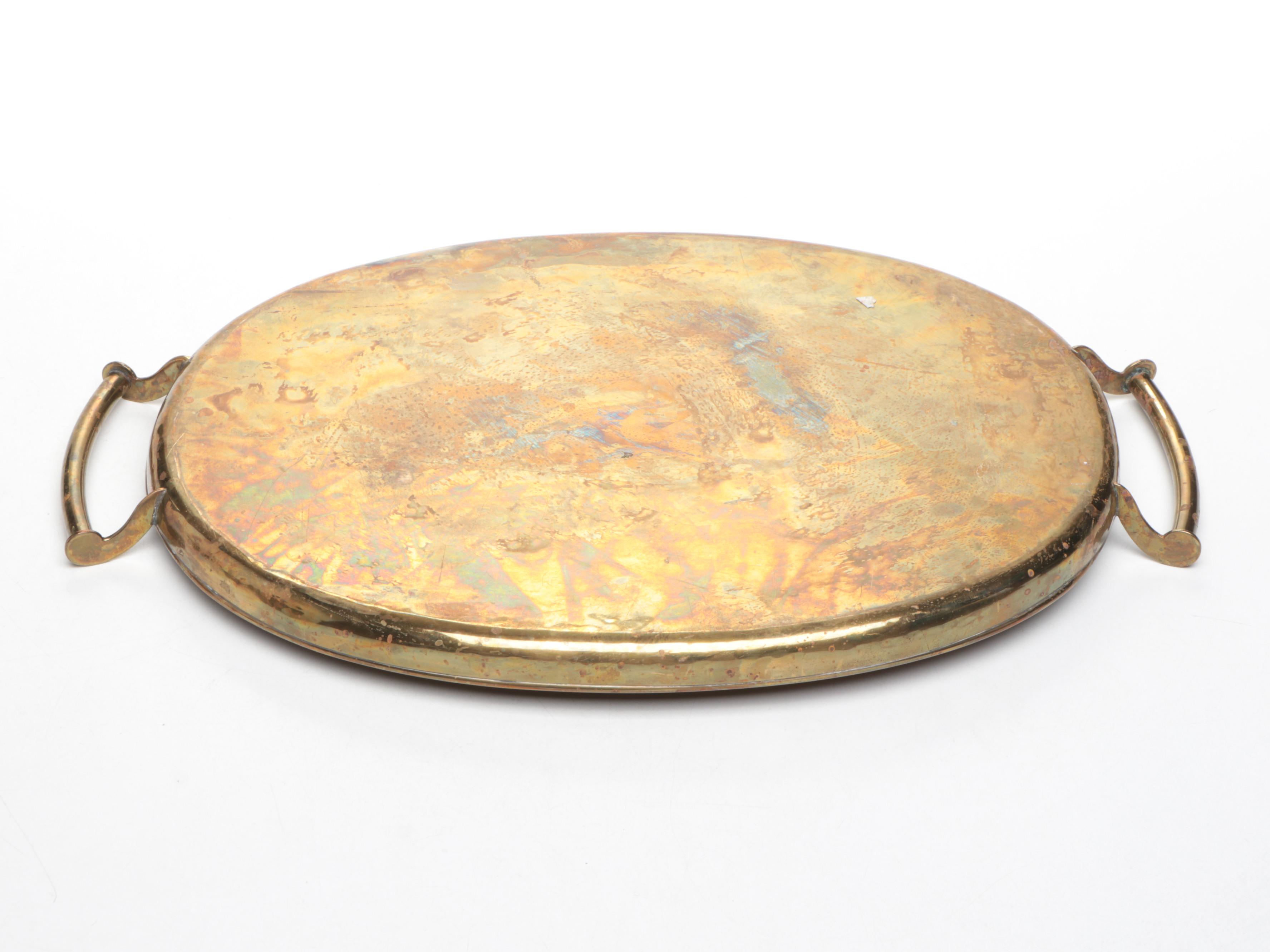 H. Ottman Brass Plates Middle Eastern Style Tea and Coffee Set, 20th Century