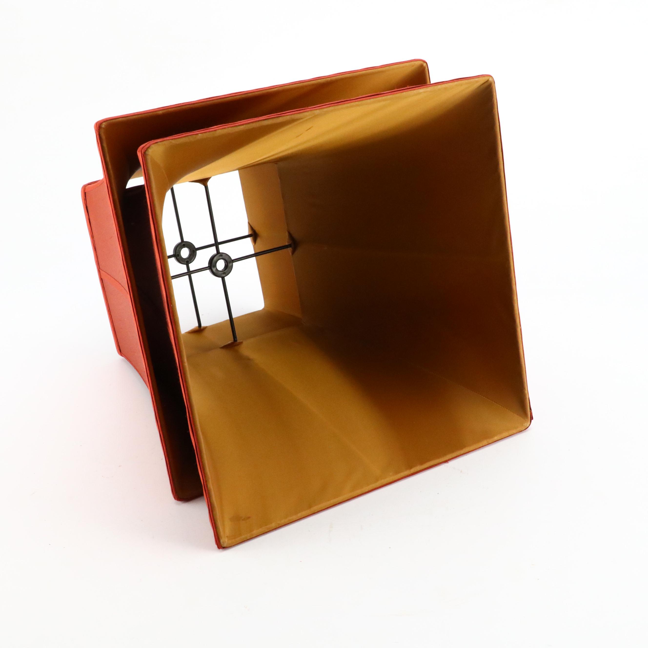 Contemporary Black Resin Candlestick Lamps with Rust Silk Square Shades