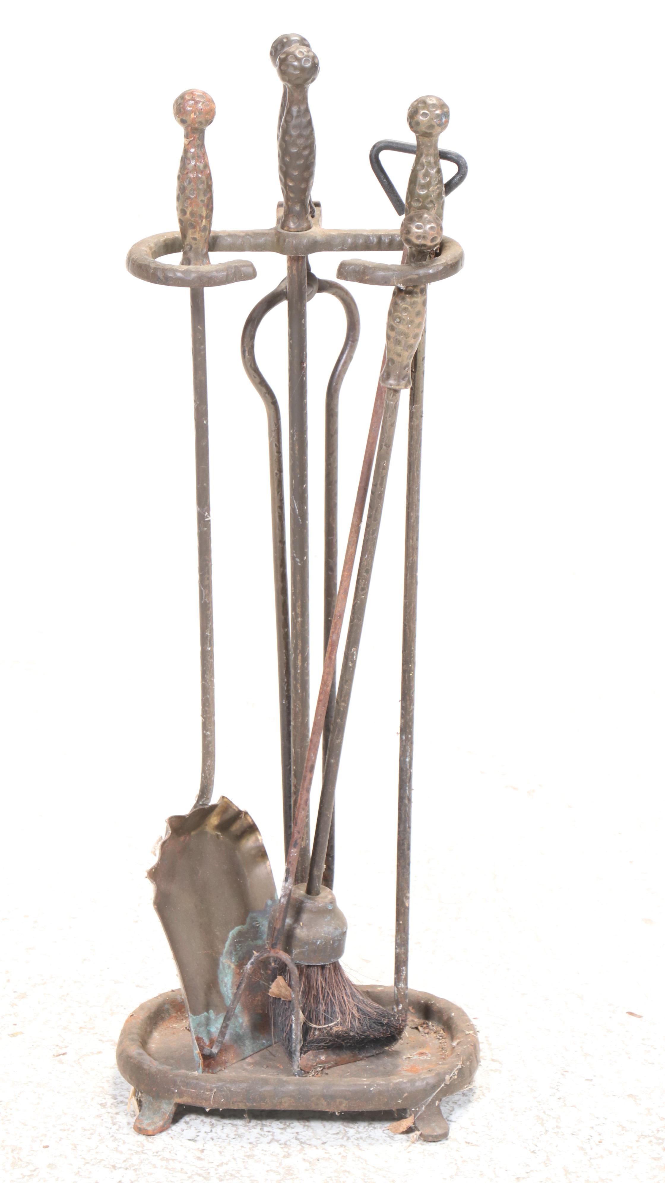 Federal Style Three Panel Fire Screen with Other Fireplace Accessories