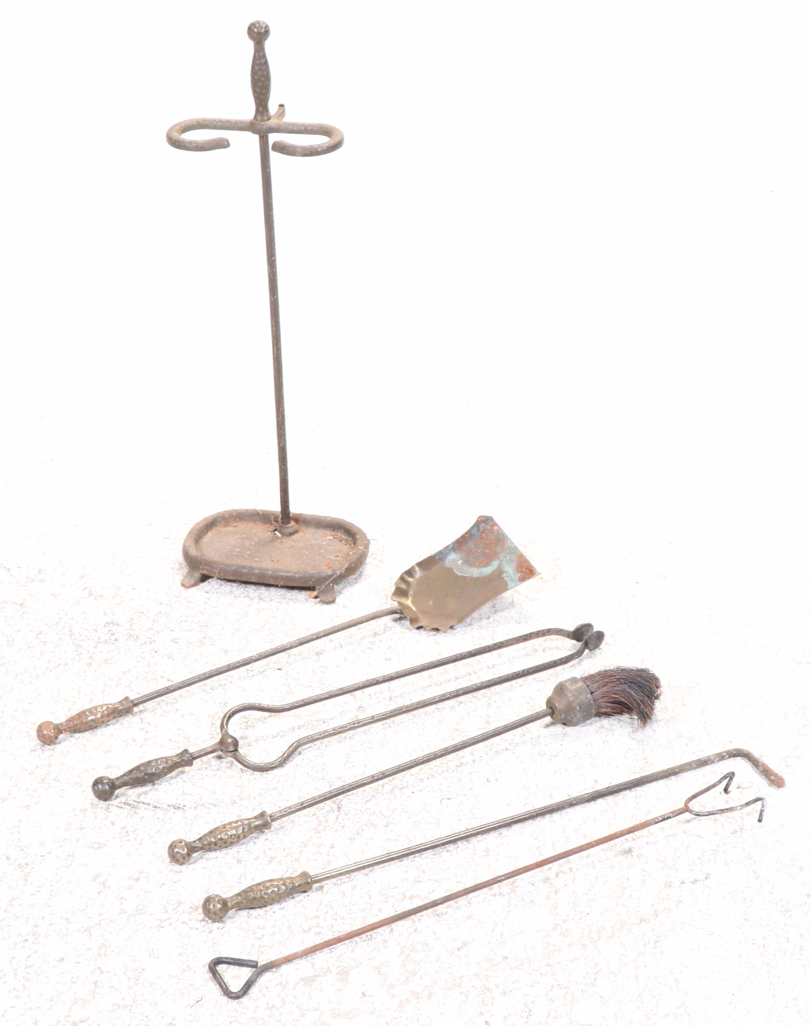 Federal Style Three Panel Fire Screen with Other Fireplace Accessories