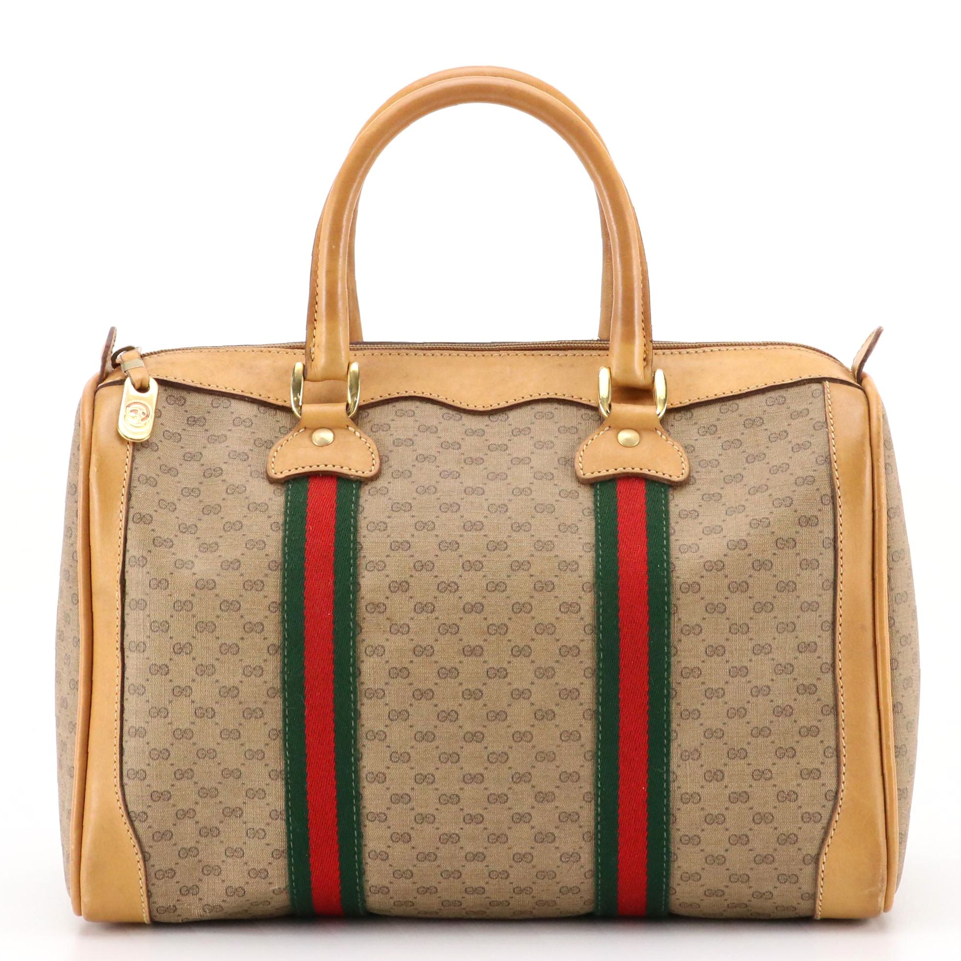 Gucci Boston Bag in Micro GG Supreme Canvas and Leather