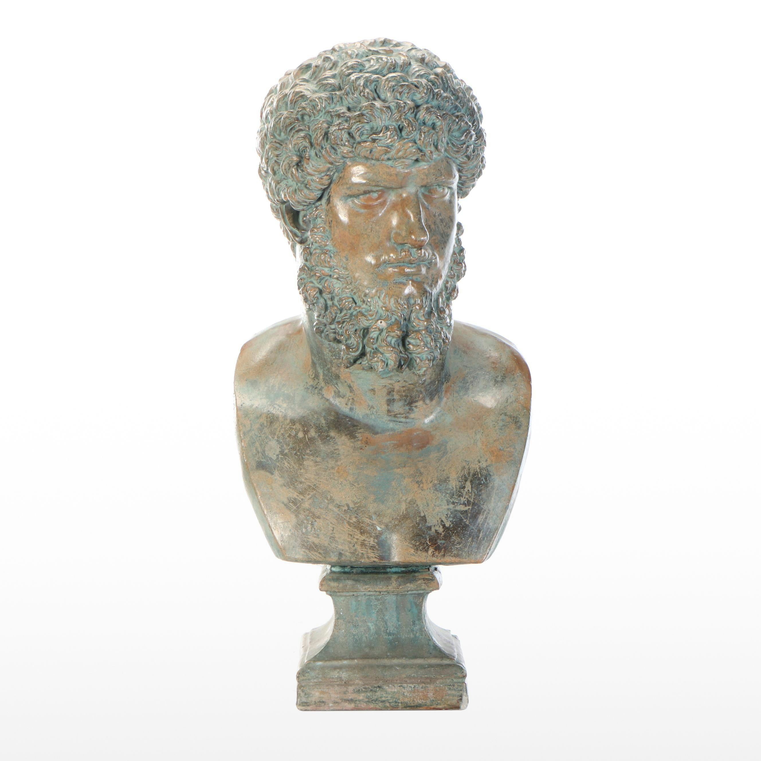 Patinated Cast Plaster Bust of Lucius Verus