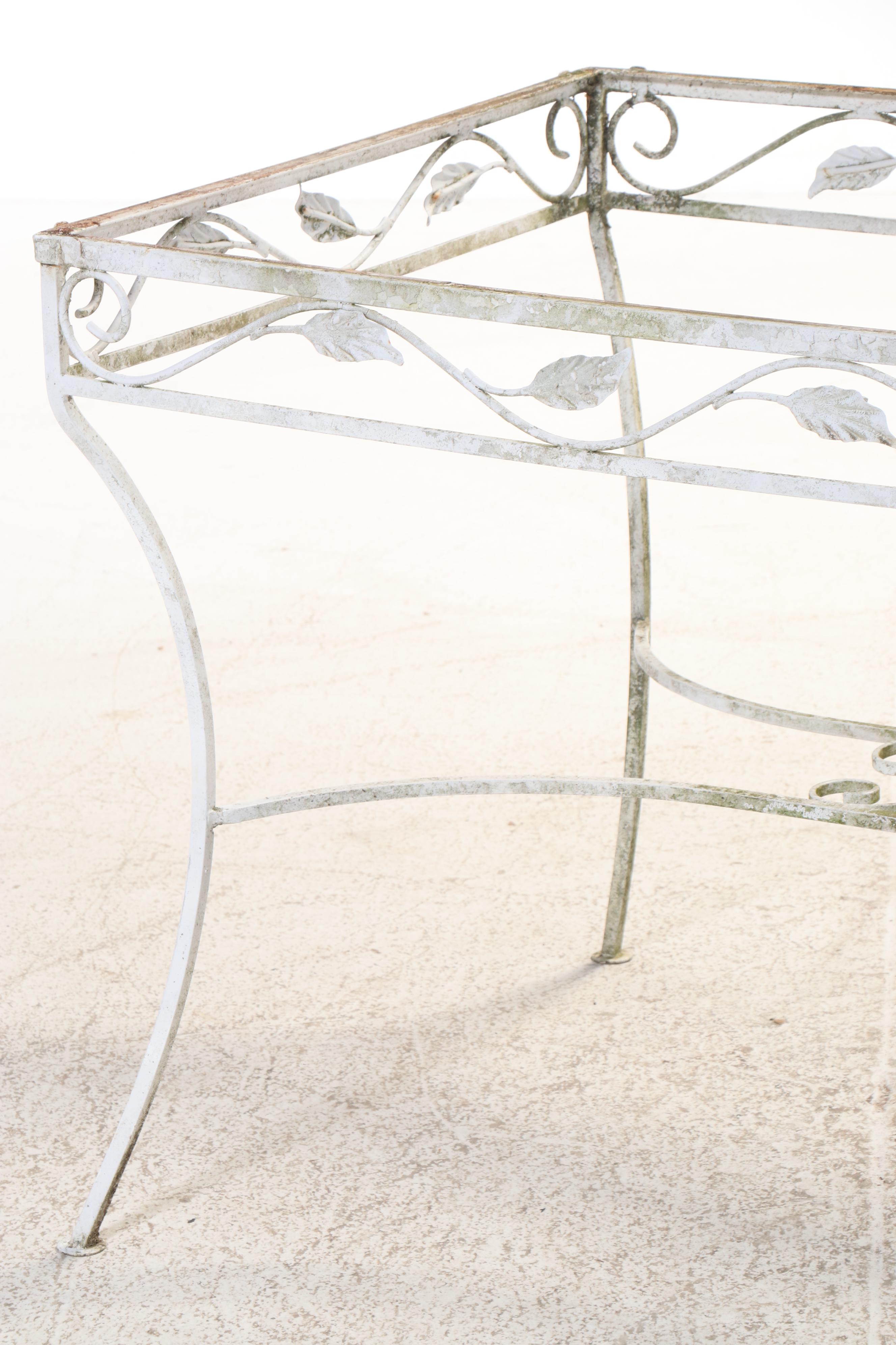 Five-Piece White-Painted Wrought Iron Patio Dining Set, Late 20th Century