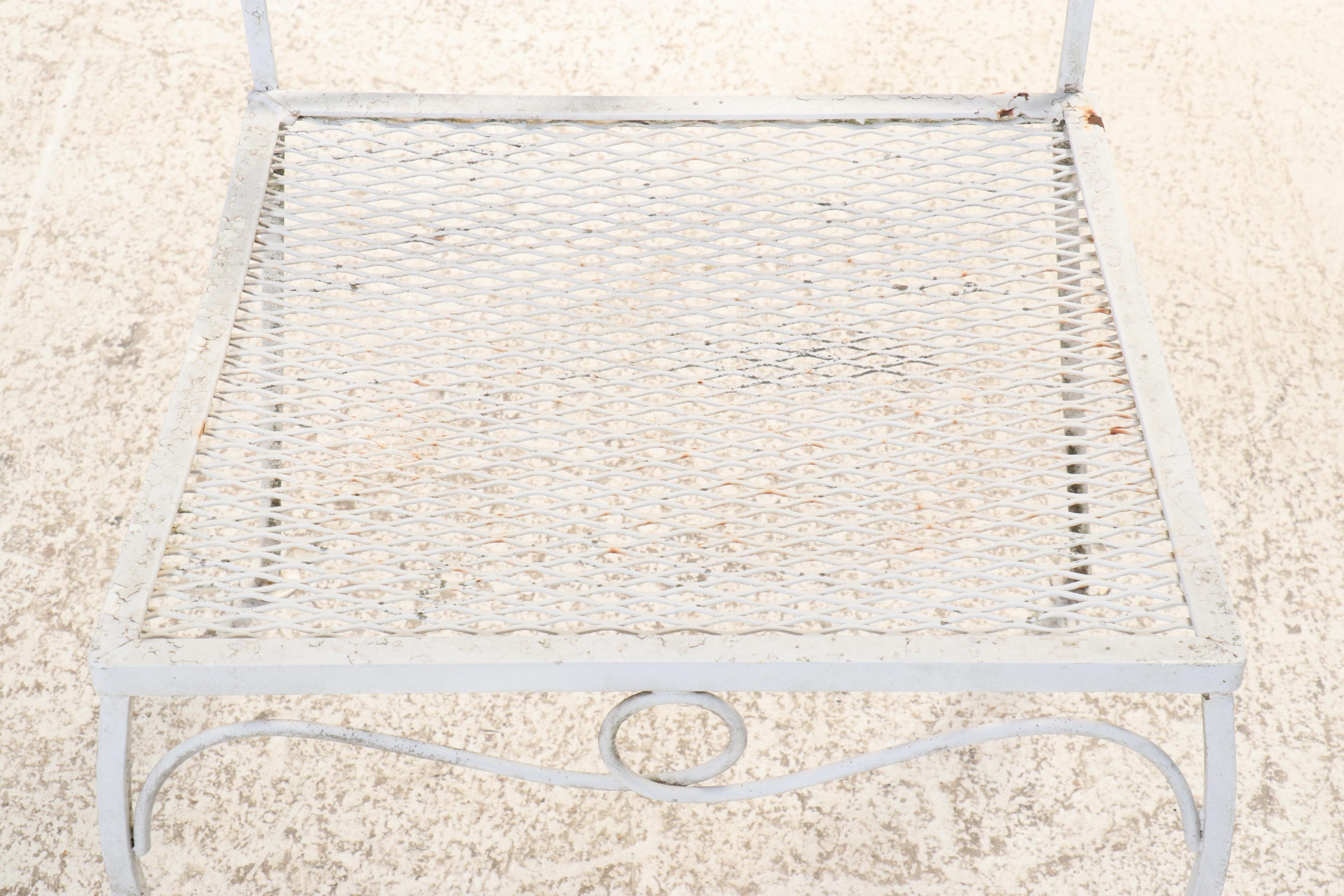 Five-Piece White-Painted Wrought Iron Patio Dining Set, Late 20th Century