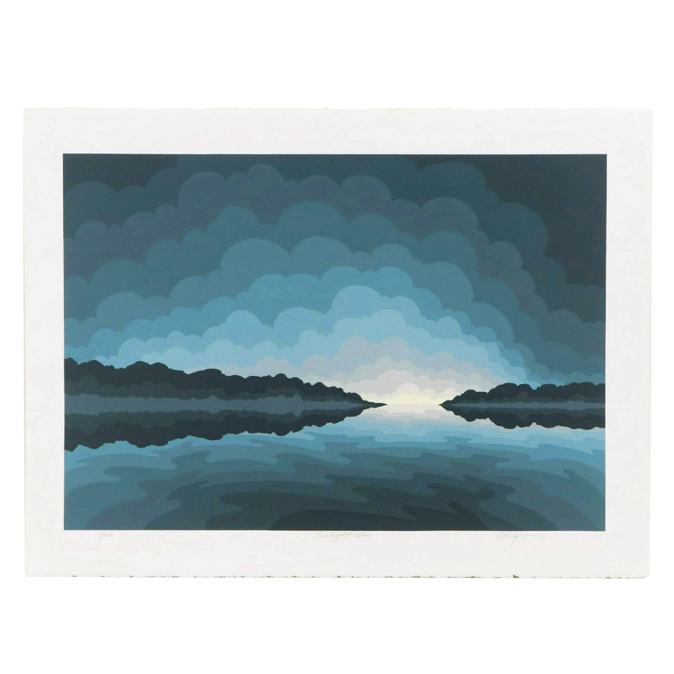 Roy Ahlgren Op Art Serigraph "Twilight Bay," Late 20th Century