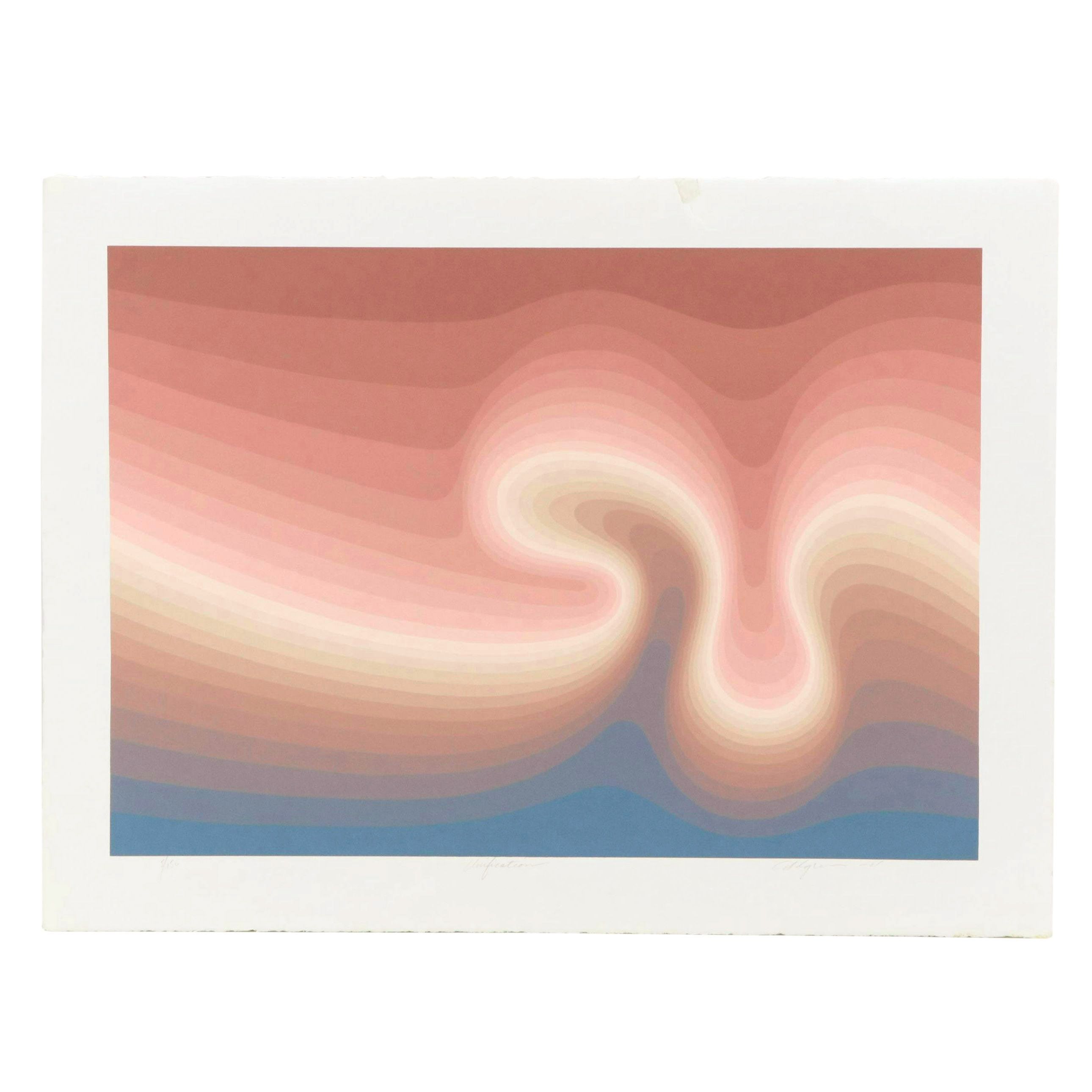 Roy Ahlgren Op Art Serigraph "Unification," 1981