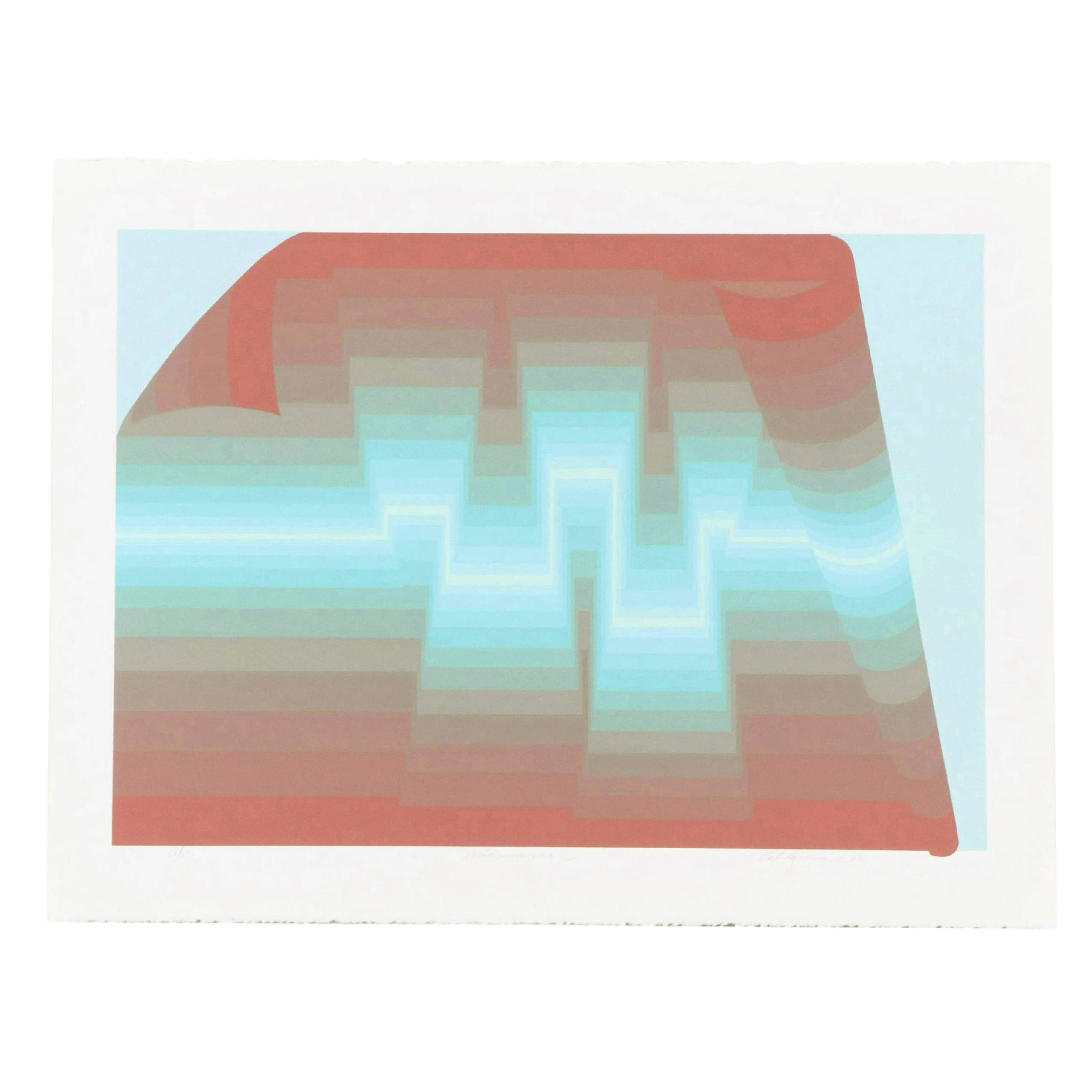 Roy Ahlgren Op Art Serigraph "Midsummer," 1986