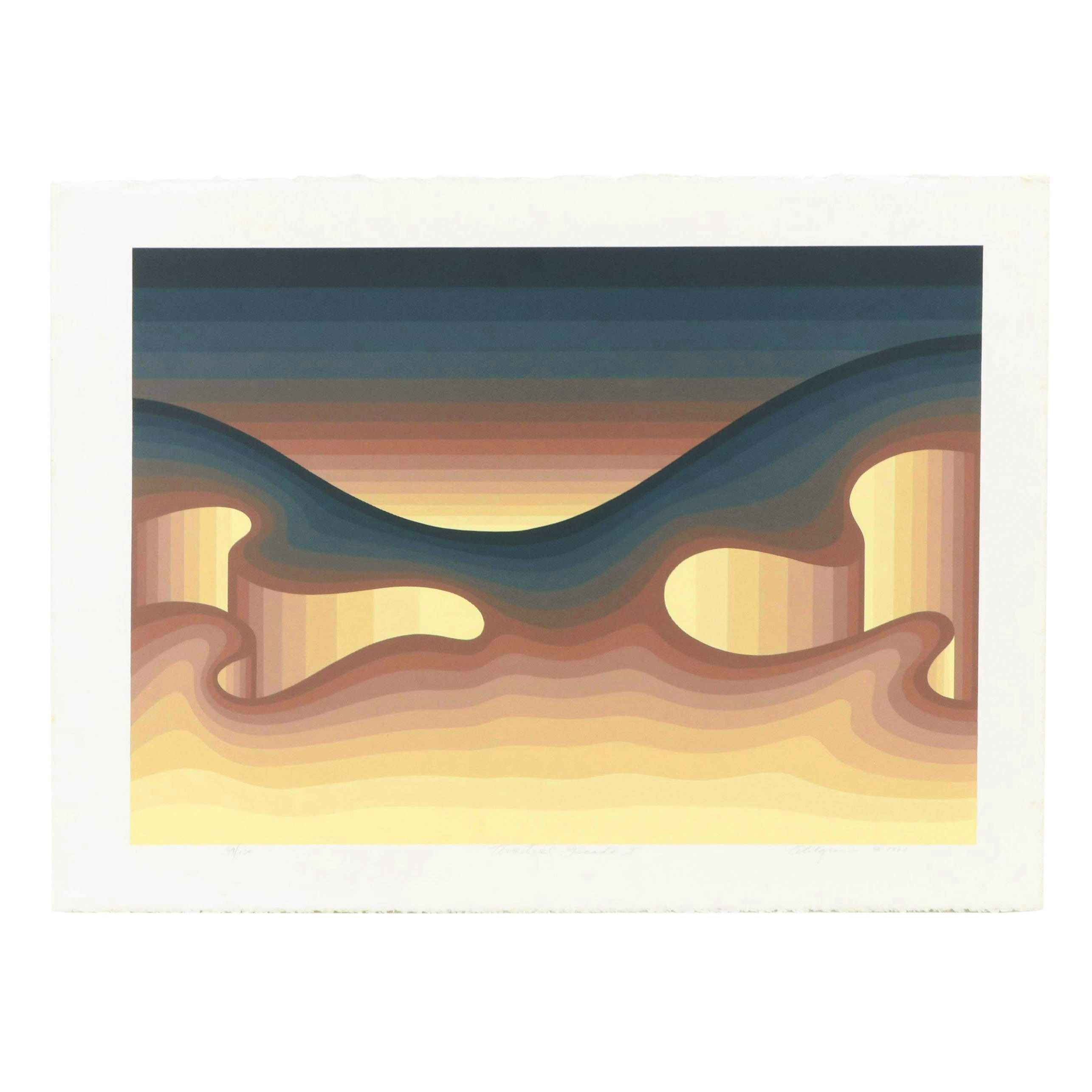 Roy Ahlgren Op Art Serigraph "Terrestrial Facade I," 1982