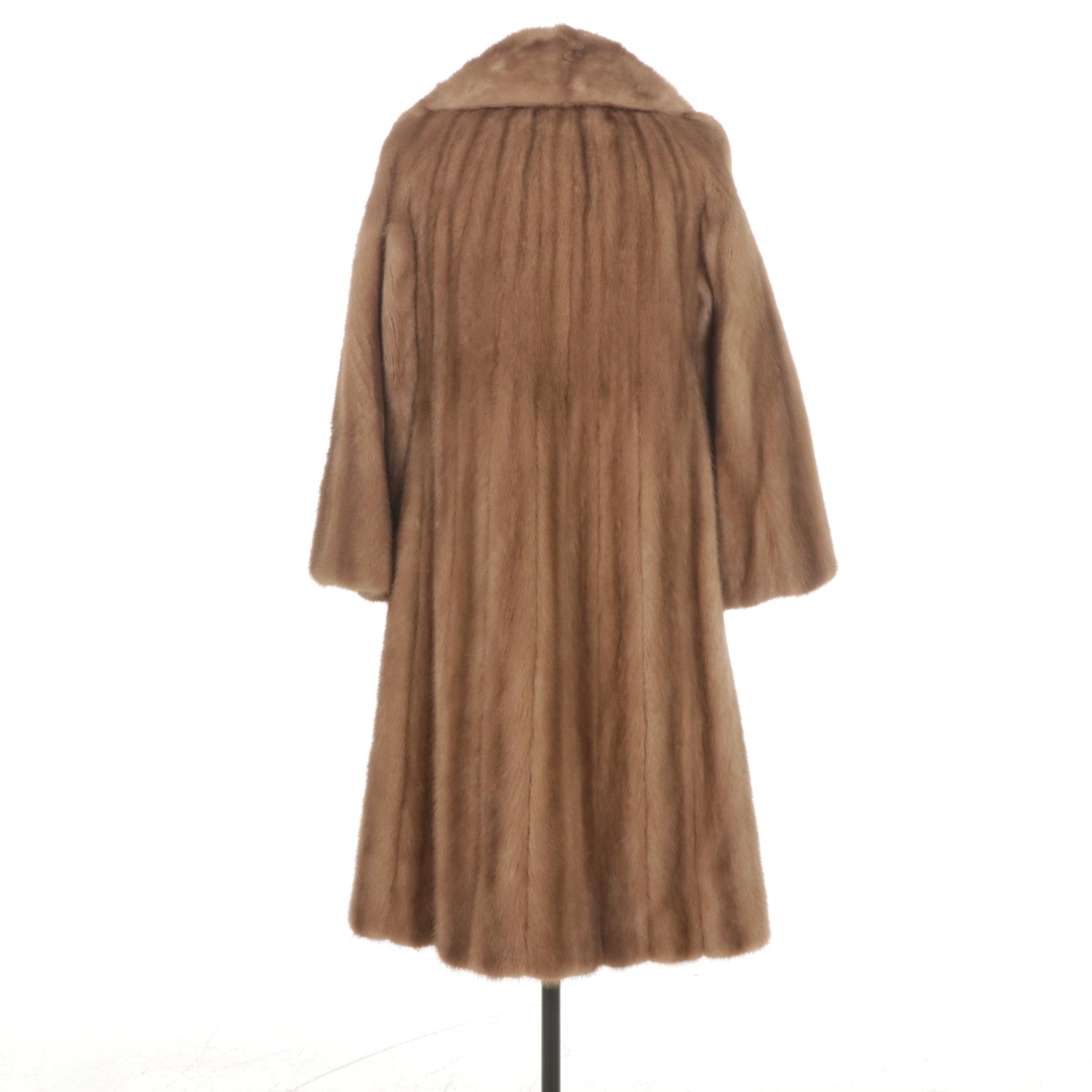 Blonde Mink Fur Swing Coat with Embroidered Lining, Mid to Late 20th C.