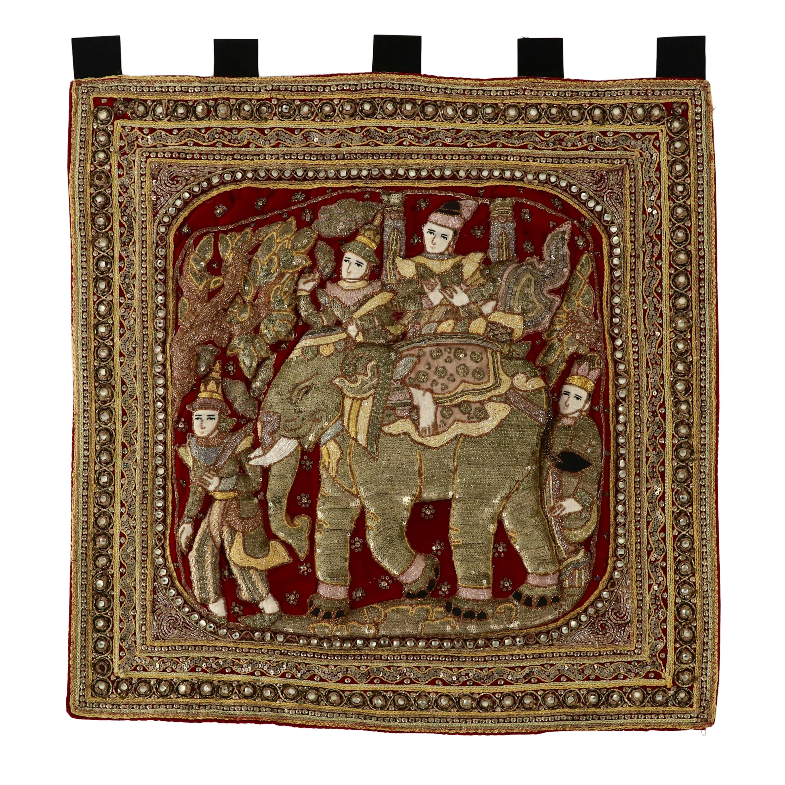 Burmese Hand-Embroidered Kalaga, 20th Century