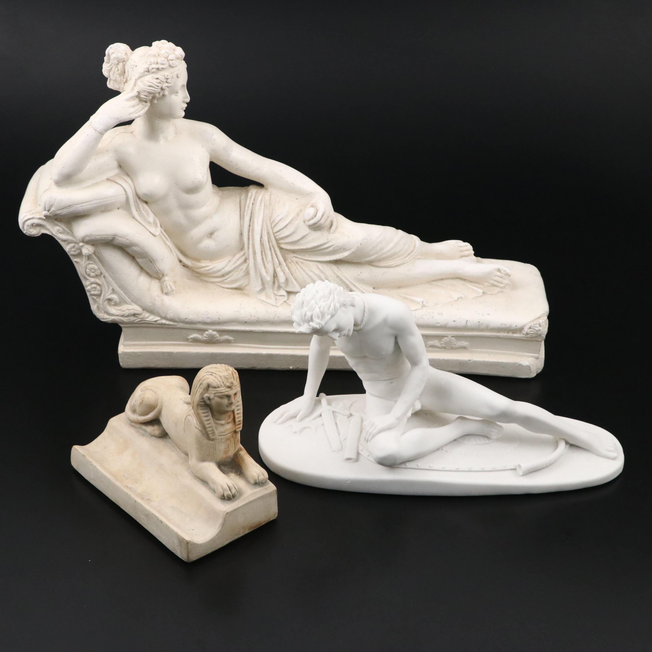 Sphinx Pen Holder with Venus Victrix and Dying Gaul Reproduction Sculptures