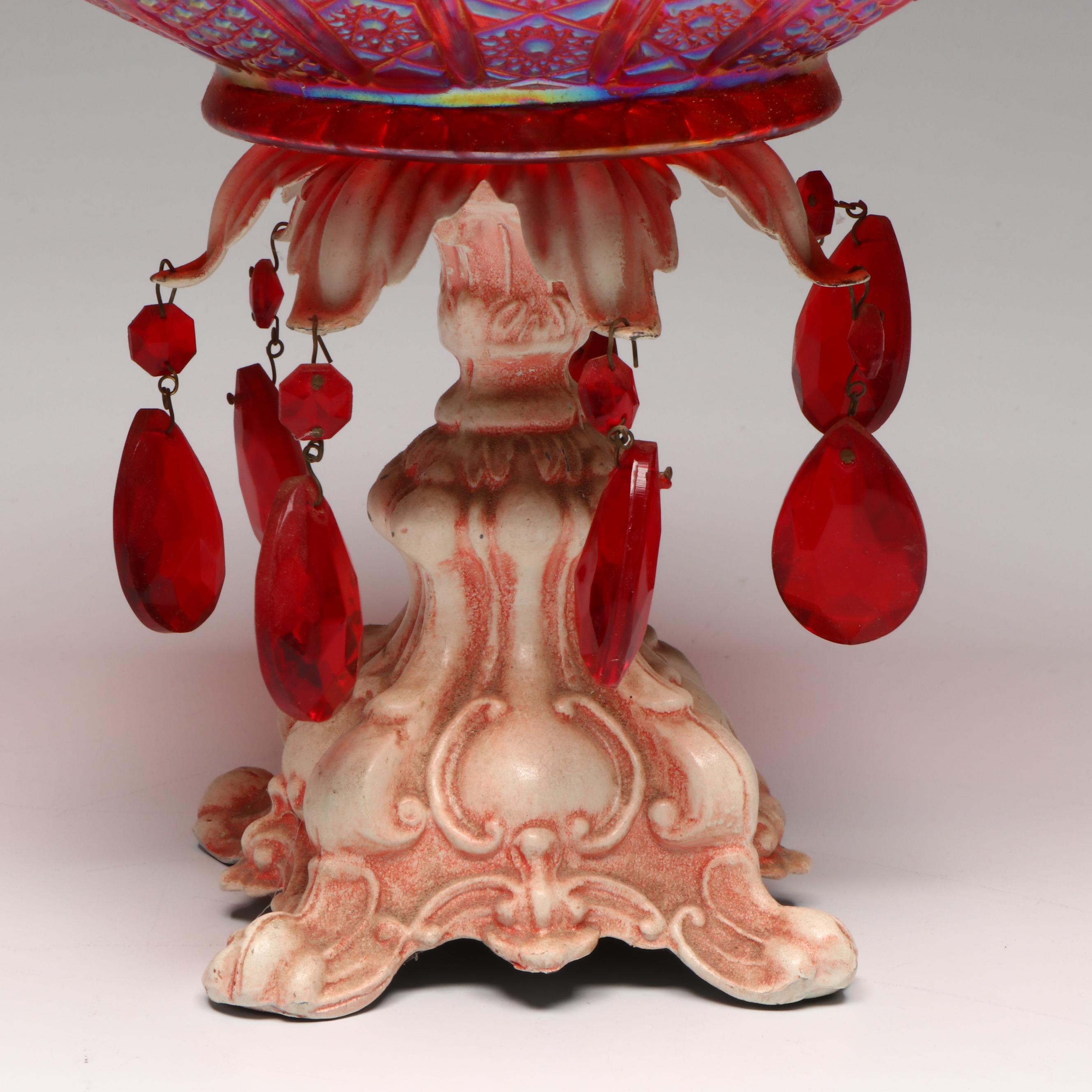 Indiana Sunset Carnival Glass Baskets and Bowl, Mid to Late 20th Century