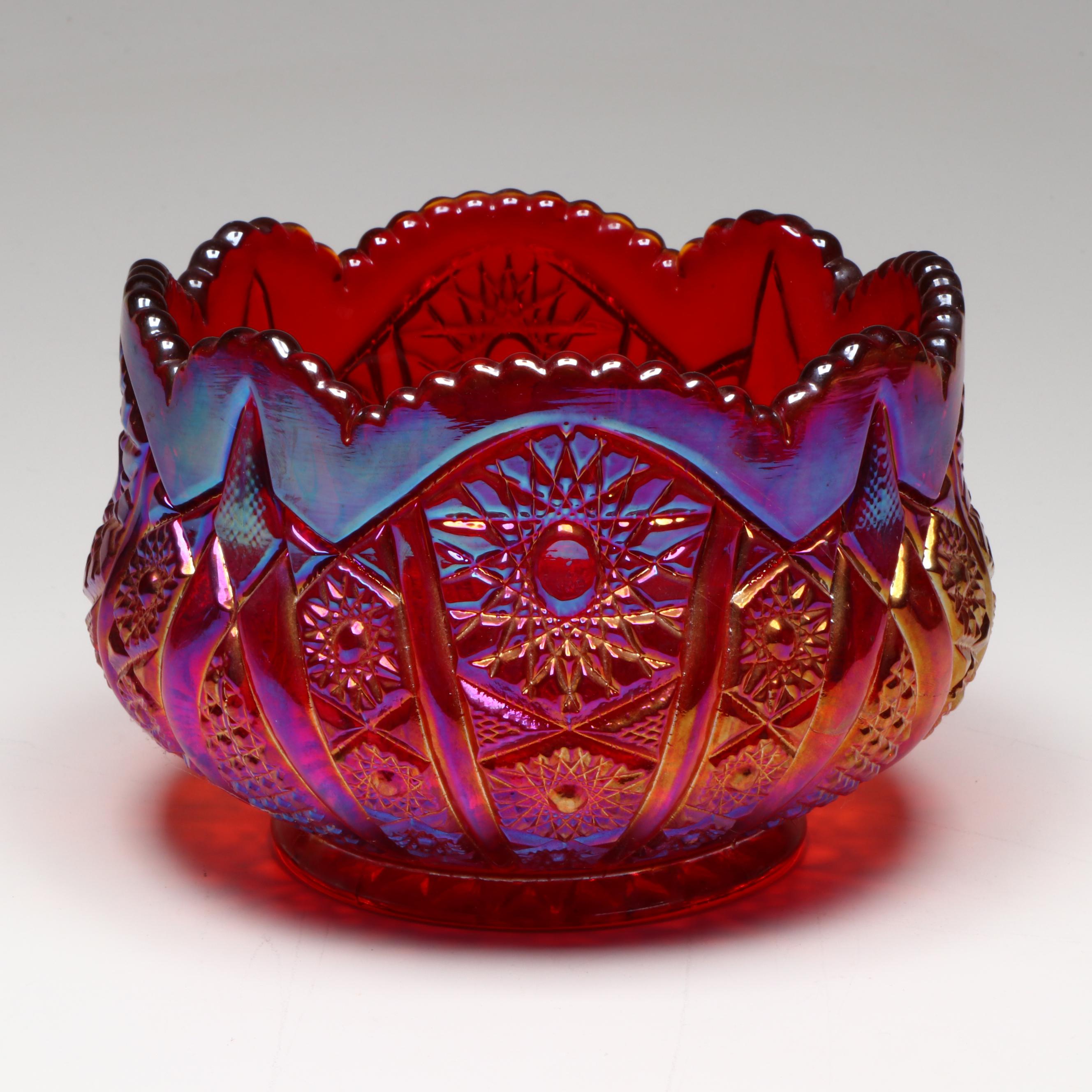 Indiana Sunset Carnival Glass Baskets and Bowl, Mid to Late 20th Century
