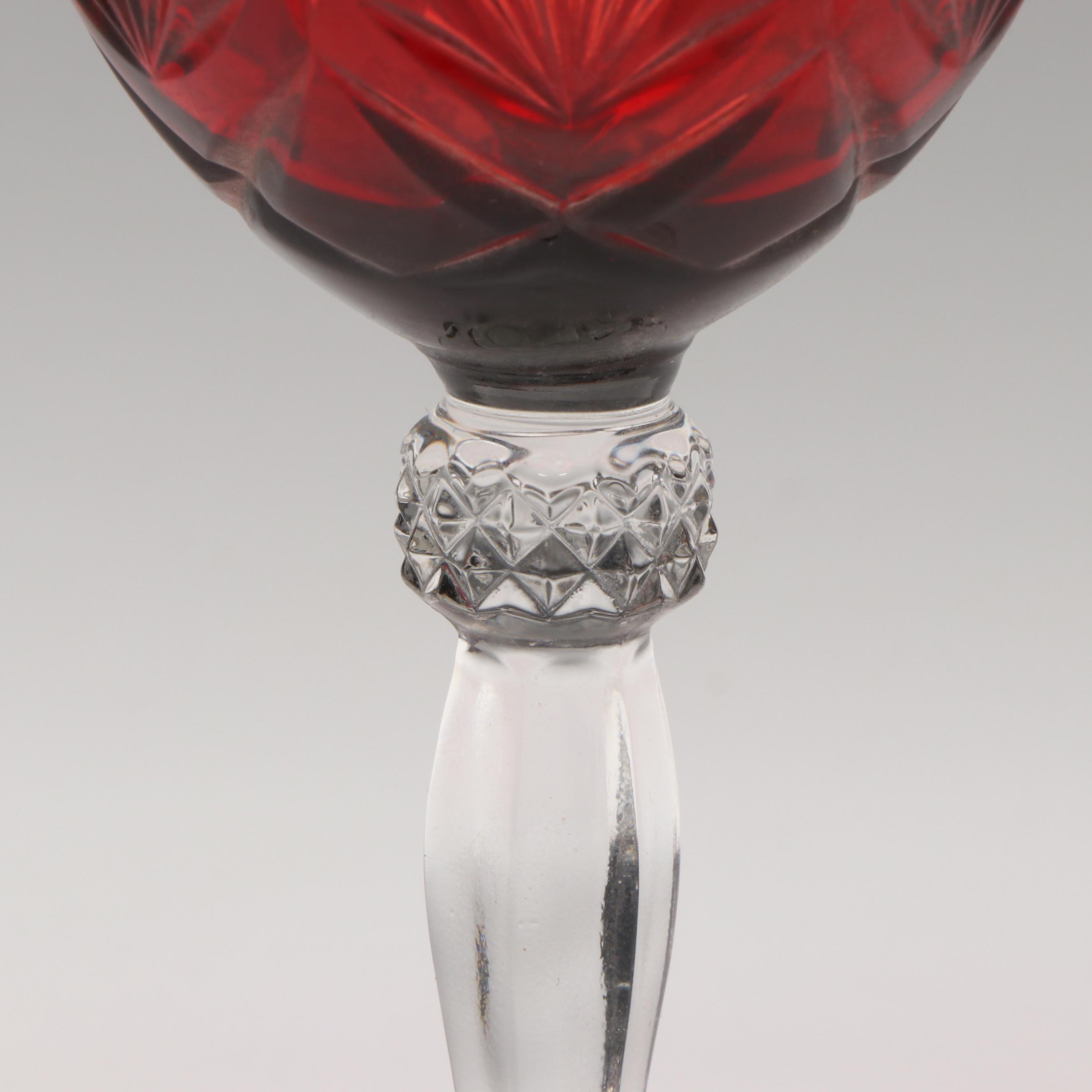 Cristal D'Arques-Durand "Antique Ruby" Water Goblets and Other Table Accessories