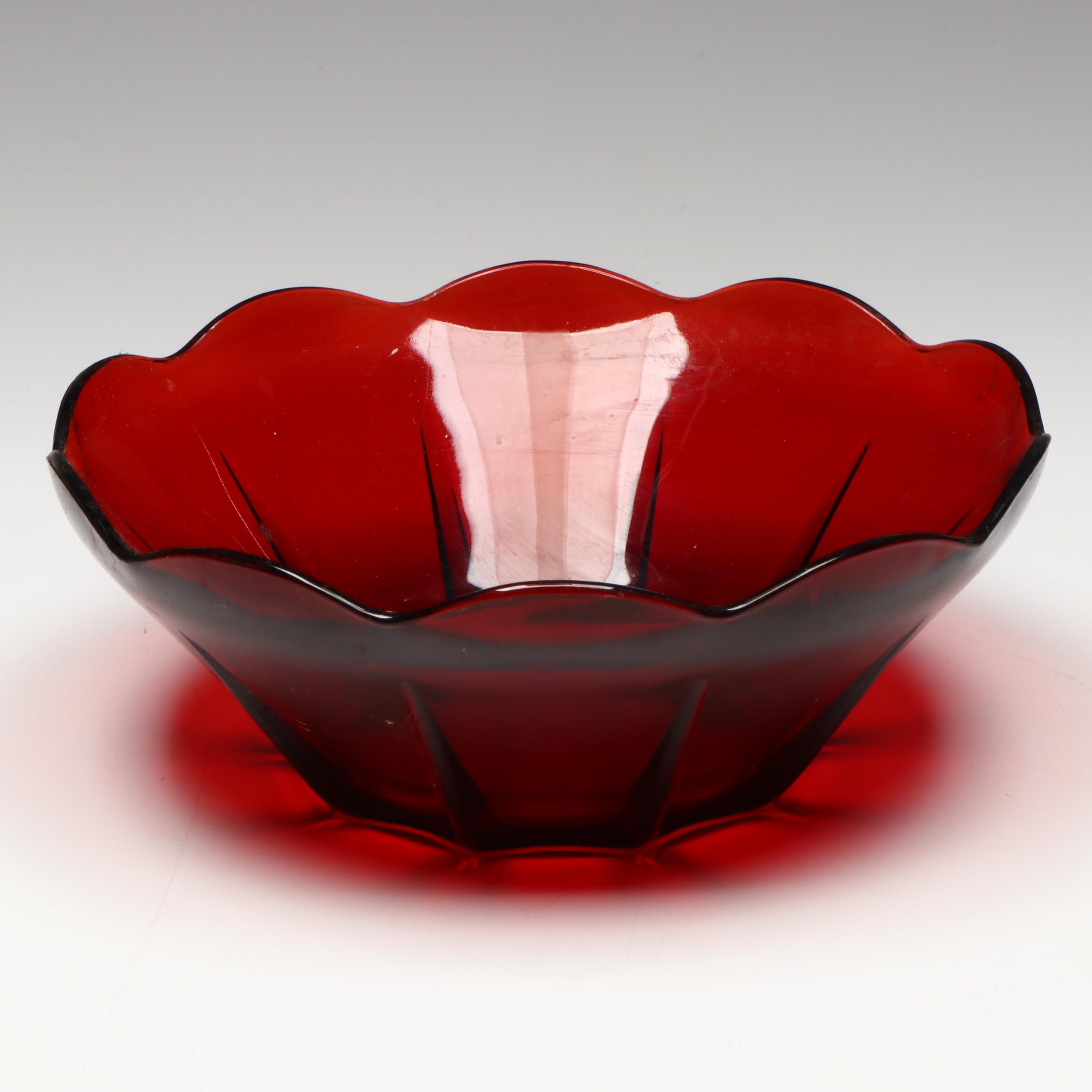 Cristal D'Arques-Durand "Antique Ruby" Water Goblets and Other Table Accessories