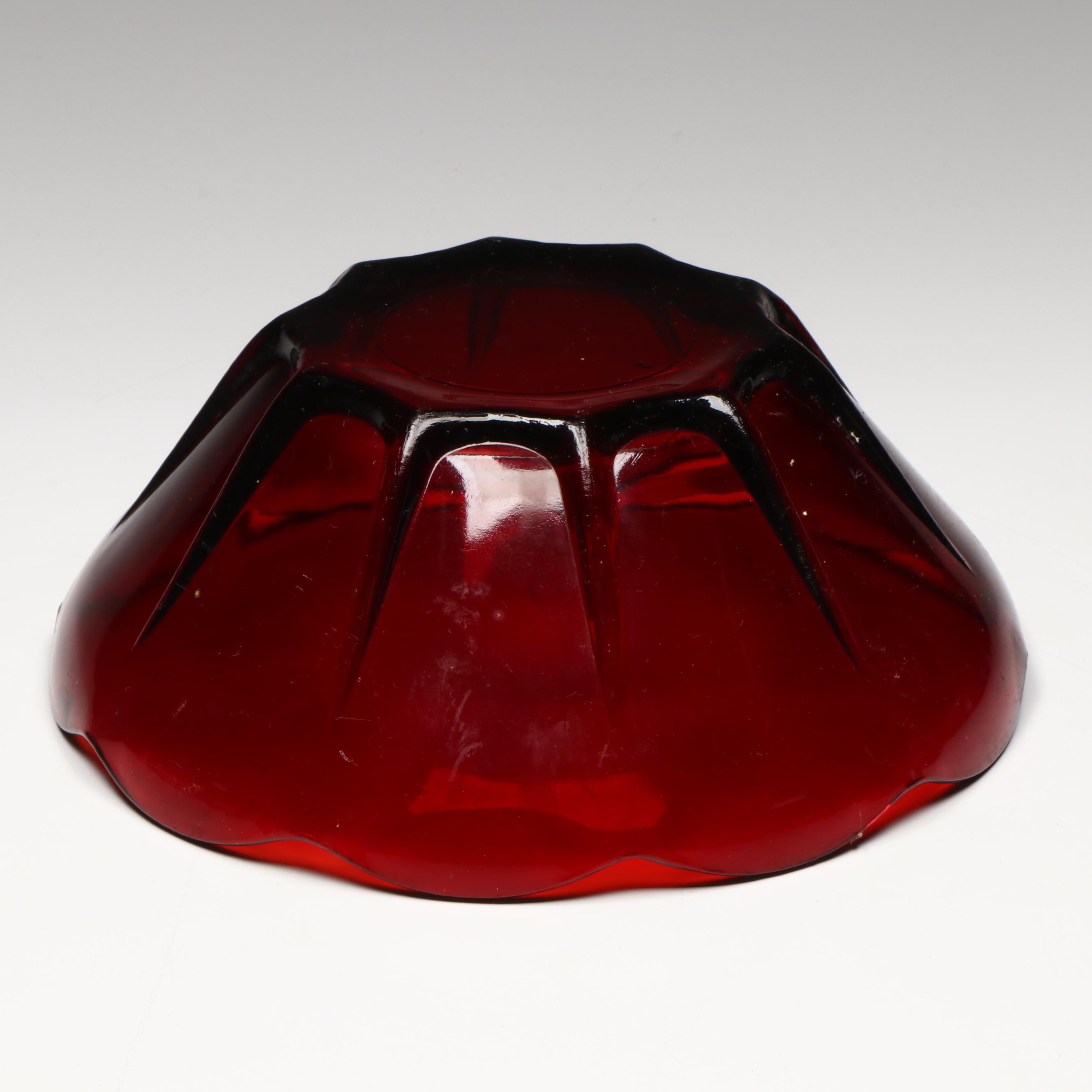 Cristal D'Arques-Durand "Antique Ruby" Water Goblets and Other Table Accessories