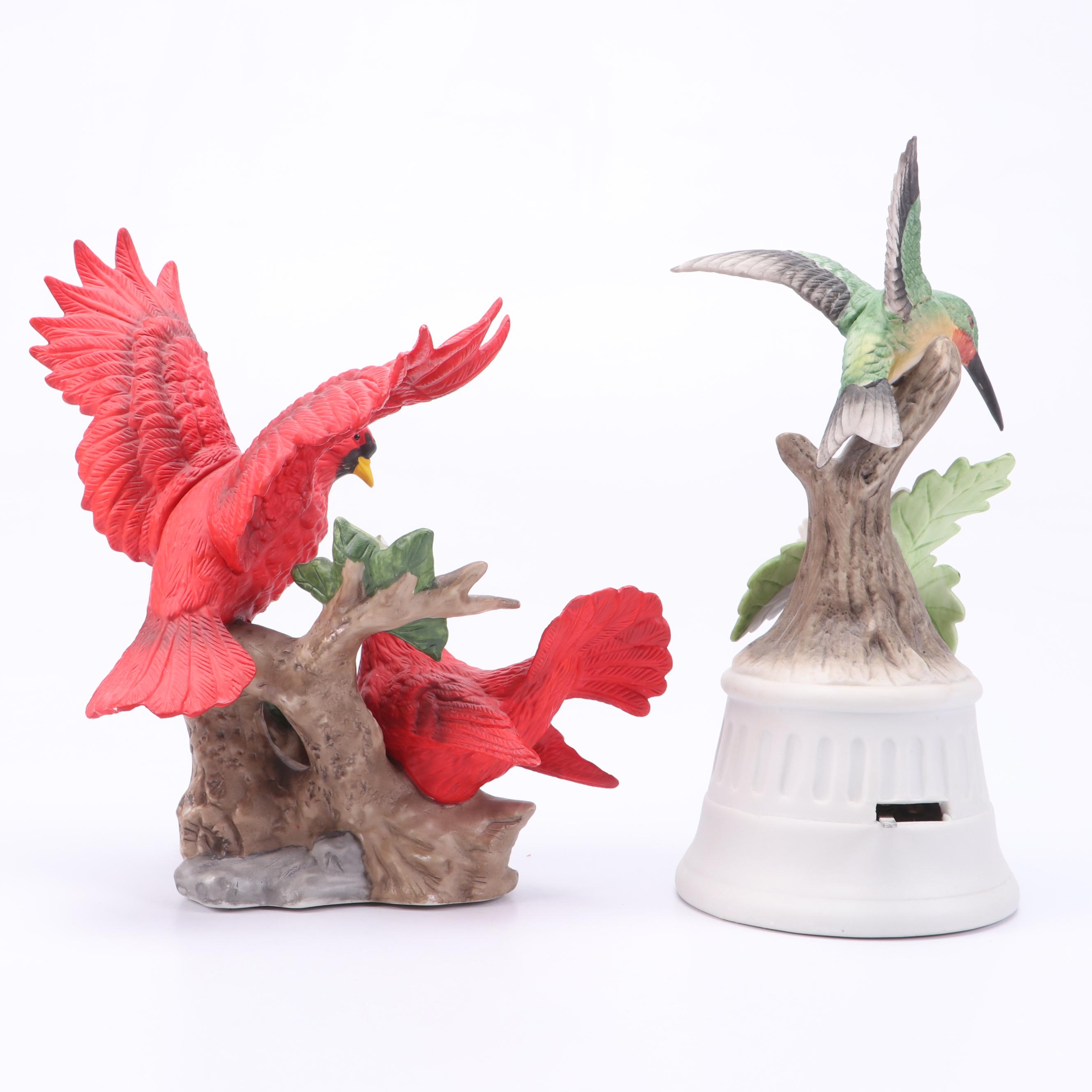 Ceramic Cardinals, Blue Jays, Hummingbird and More Bird Figurines