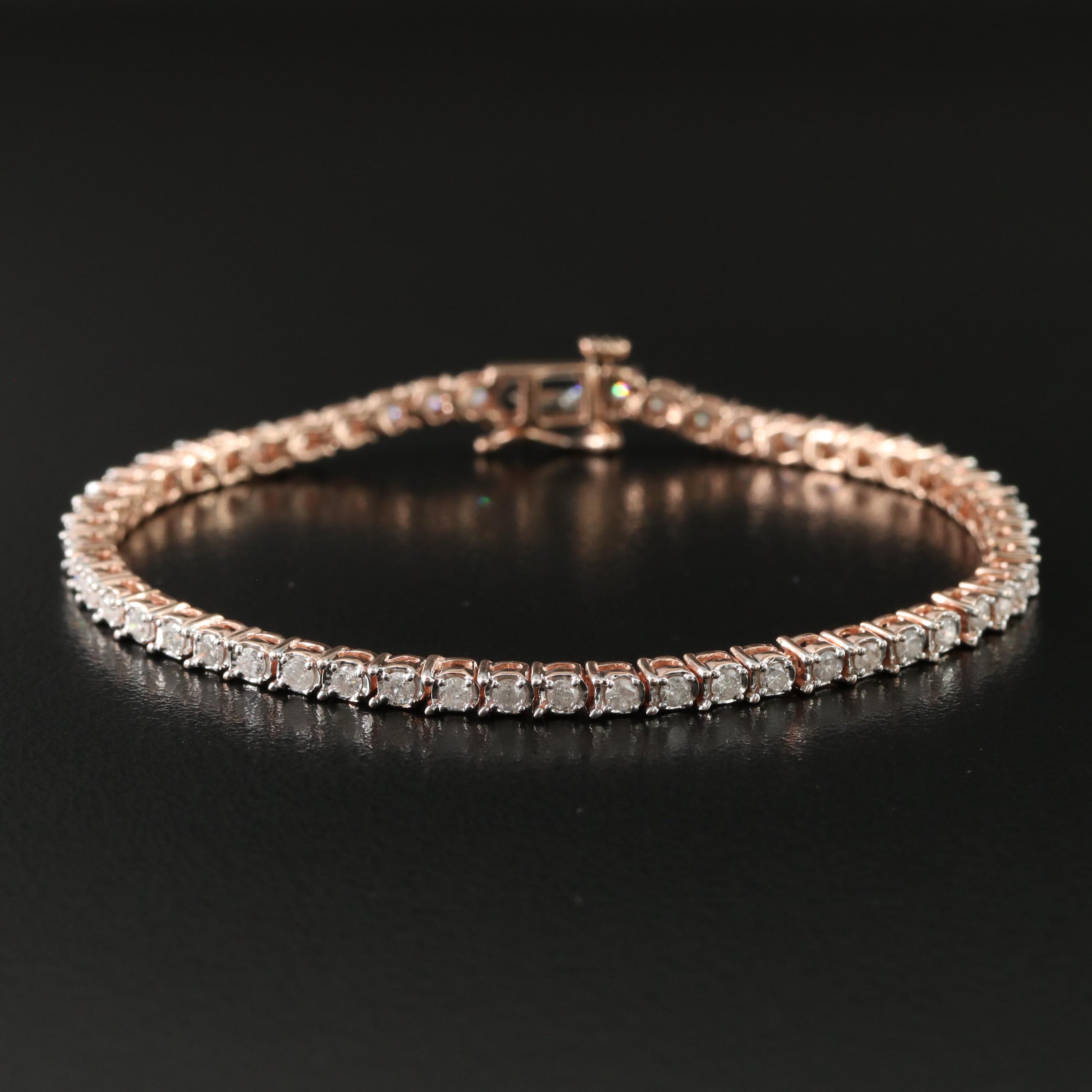 10K Rose Gold 1.65 CTW Diamond Line Bracelet
