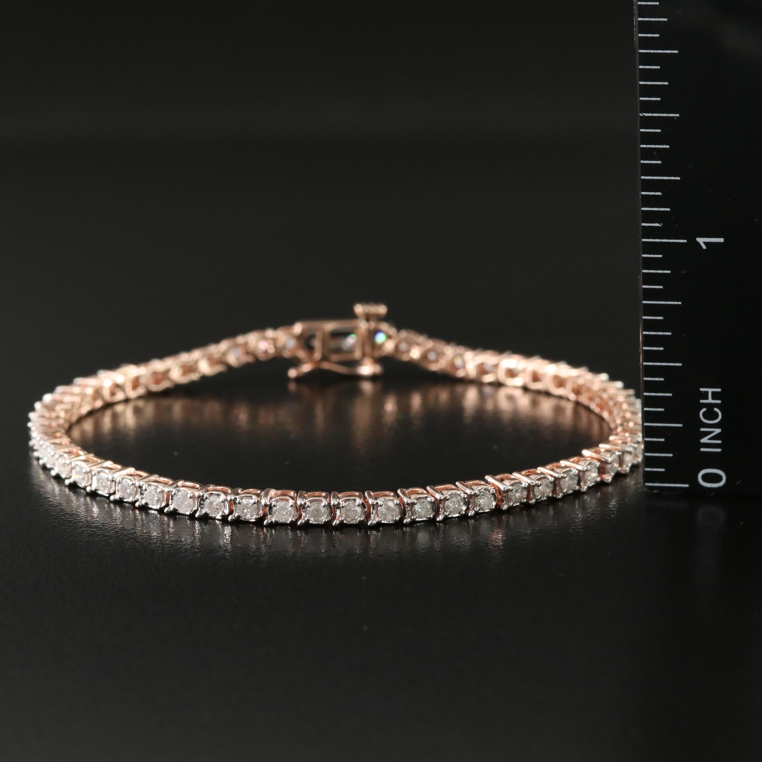 10K Rose Gold 1.65 CTW Diamond Line Bracelet