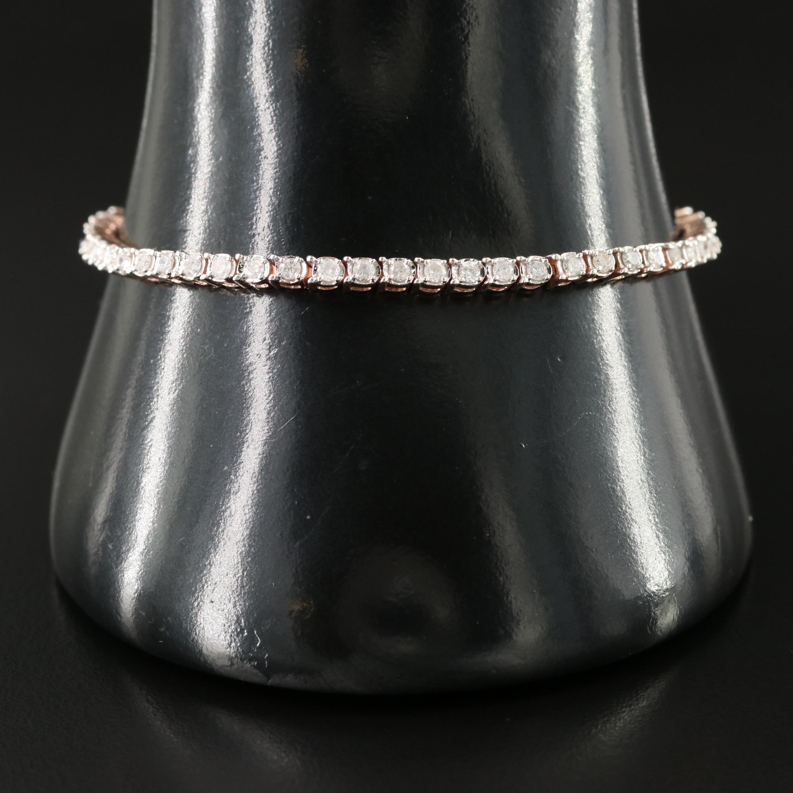 10K Rose Gold 1.65 CTW Diamond Line Bracelet