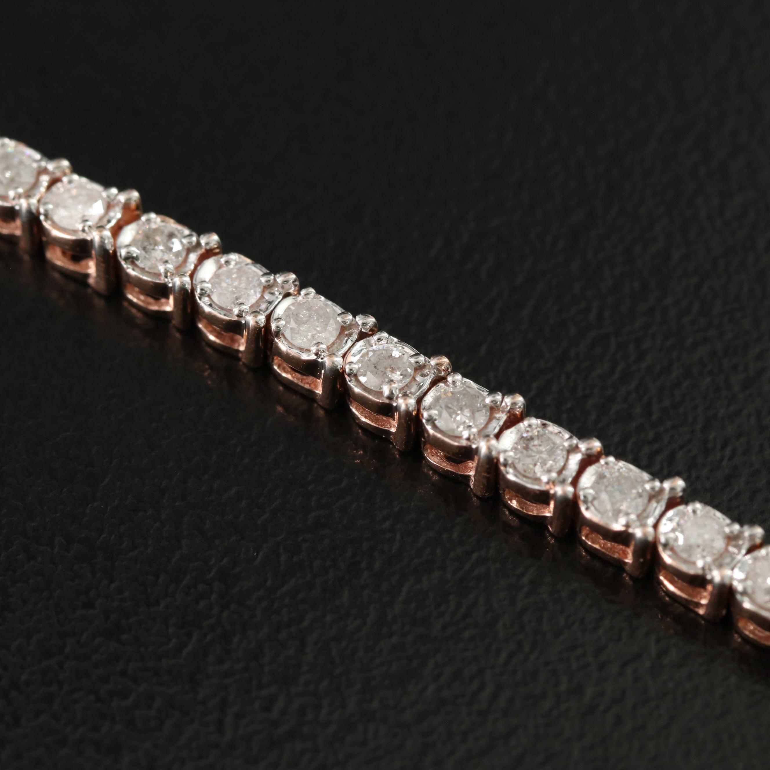 10K Rose Gold 1.65 CTW Diamond Line Bracelet