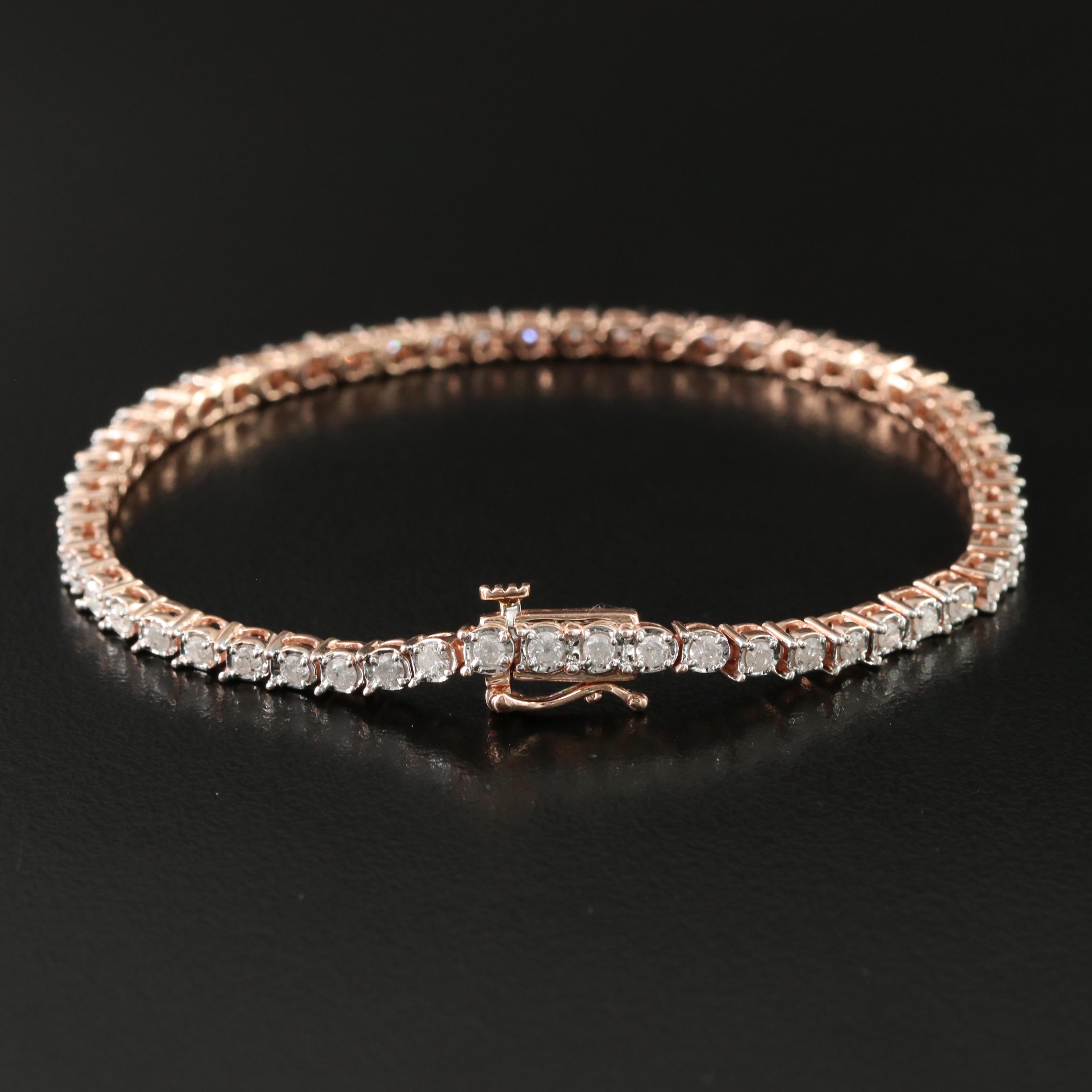 10K Rose Gold 1.65 CTW Diamond Line Bracelet