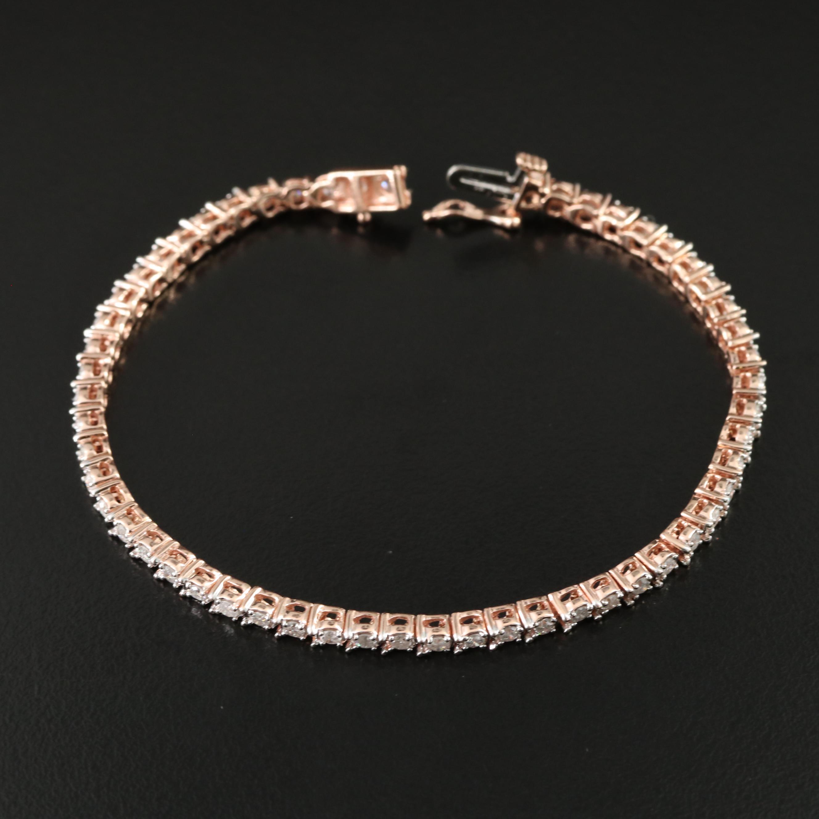 10K Rose Gold 1.65 CTW Diamond Line Bracelet