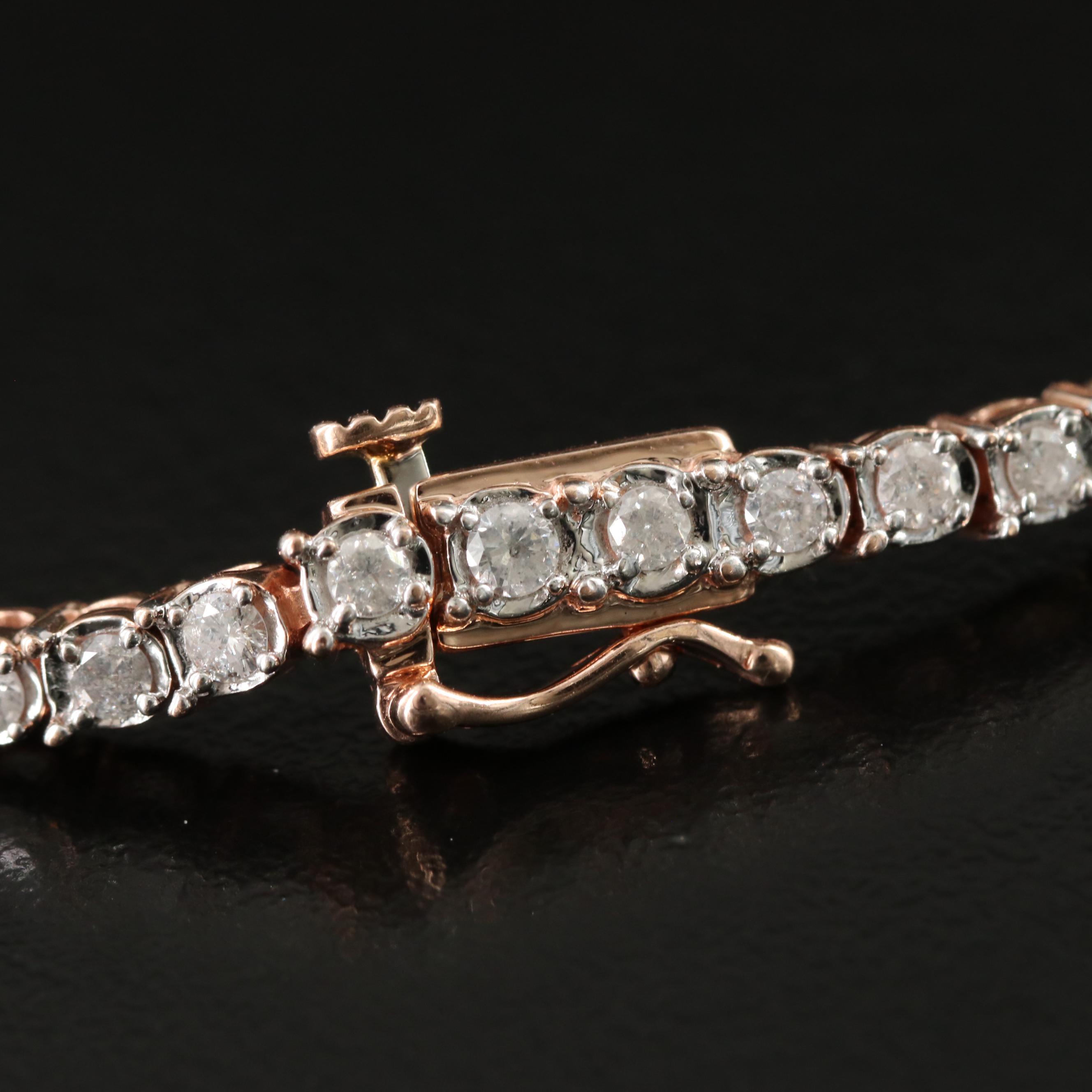 10K Rose Gold 1.65 CTW Diamond Line Bracelet