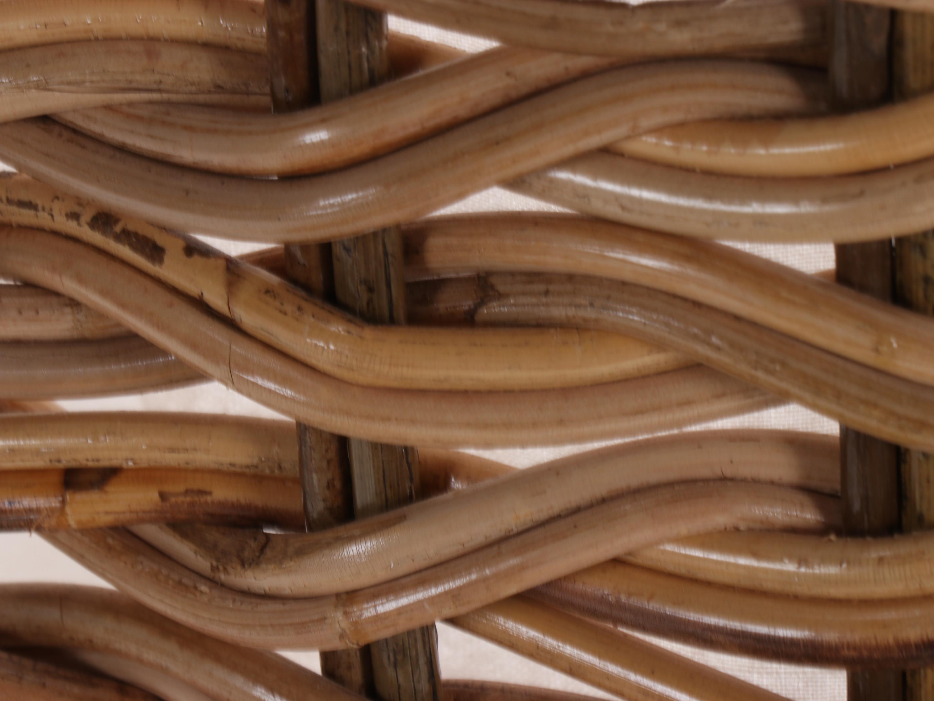 Indonesian Fabric-Lined Rattan Round Woven Laundry Basket