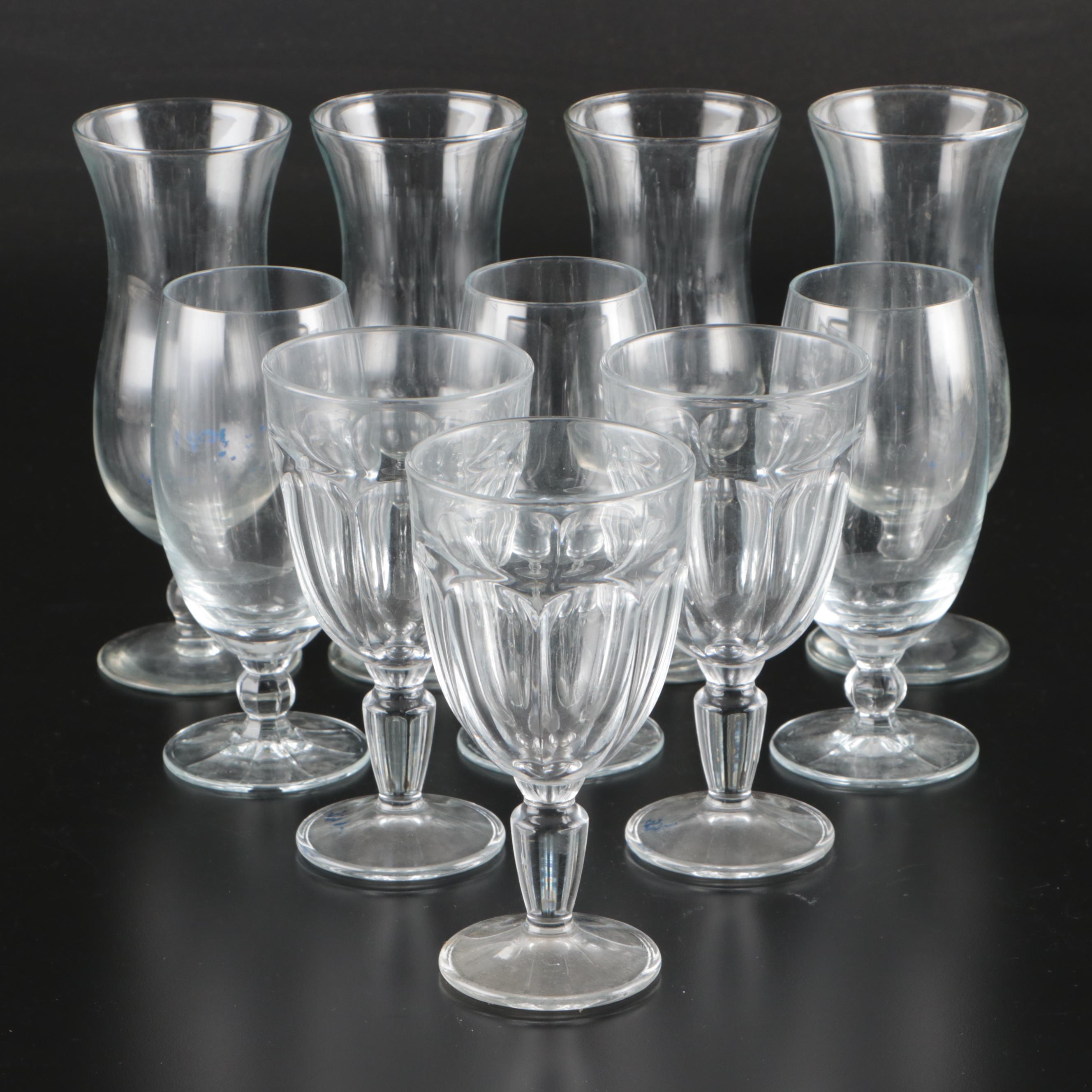 Hurricane Glasses with Other Glass Iced Tea and Goblets