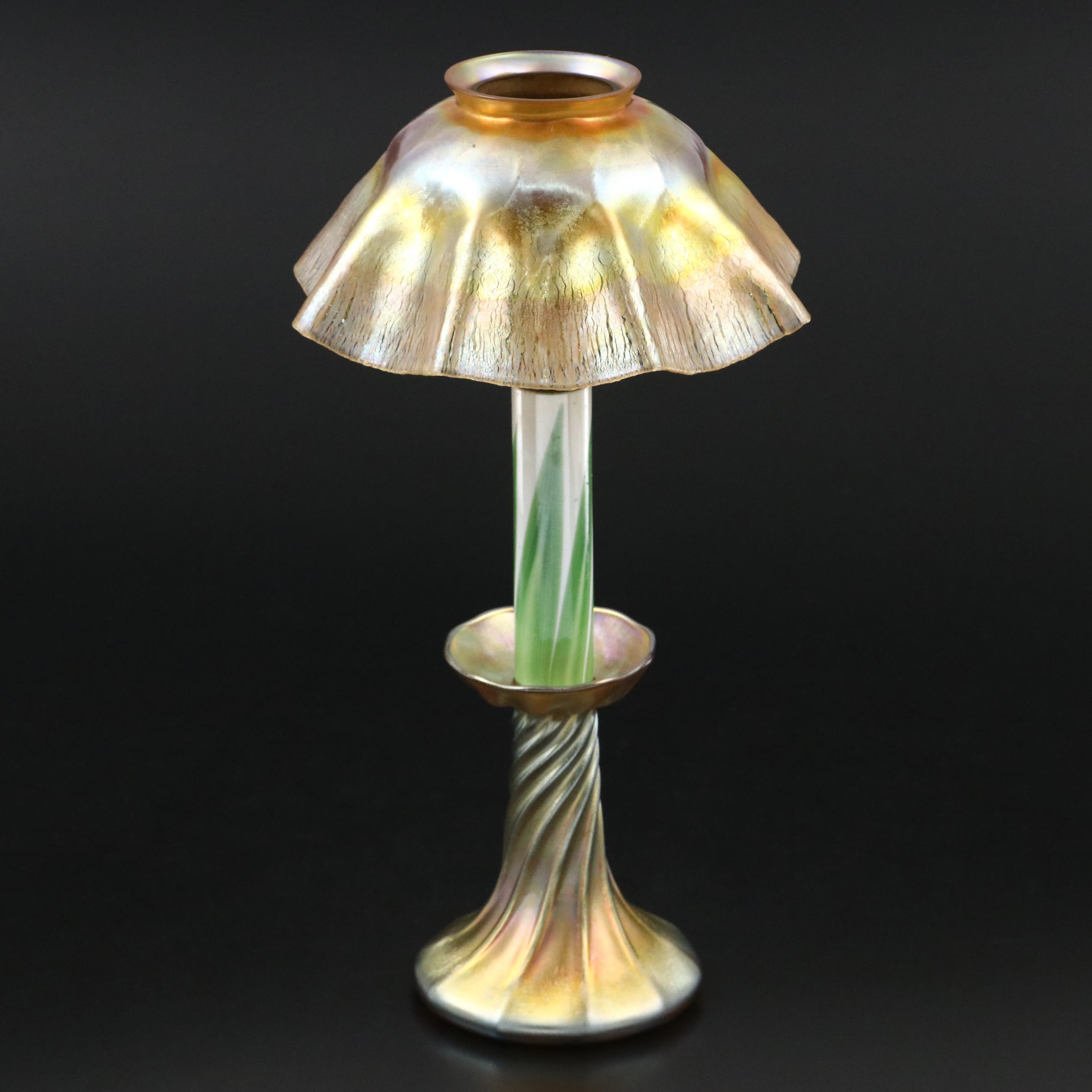 Louis Comfort Tiffany Favrile Art Glass Candlestick Lamp, Early 20th Century