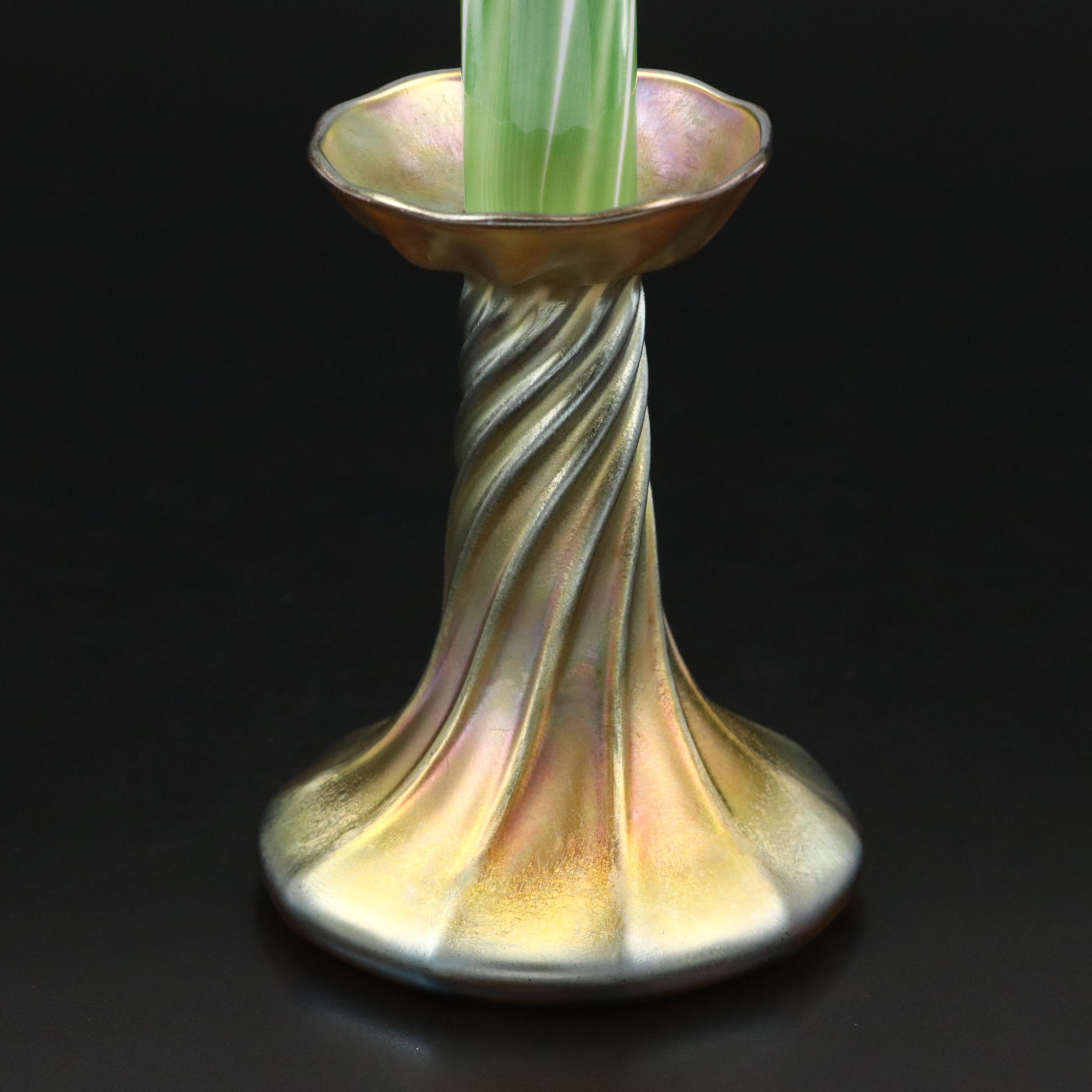 Louis Comfort Tiffany Favrile Art Glass Candlestick Lamp, Early 20th Century