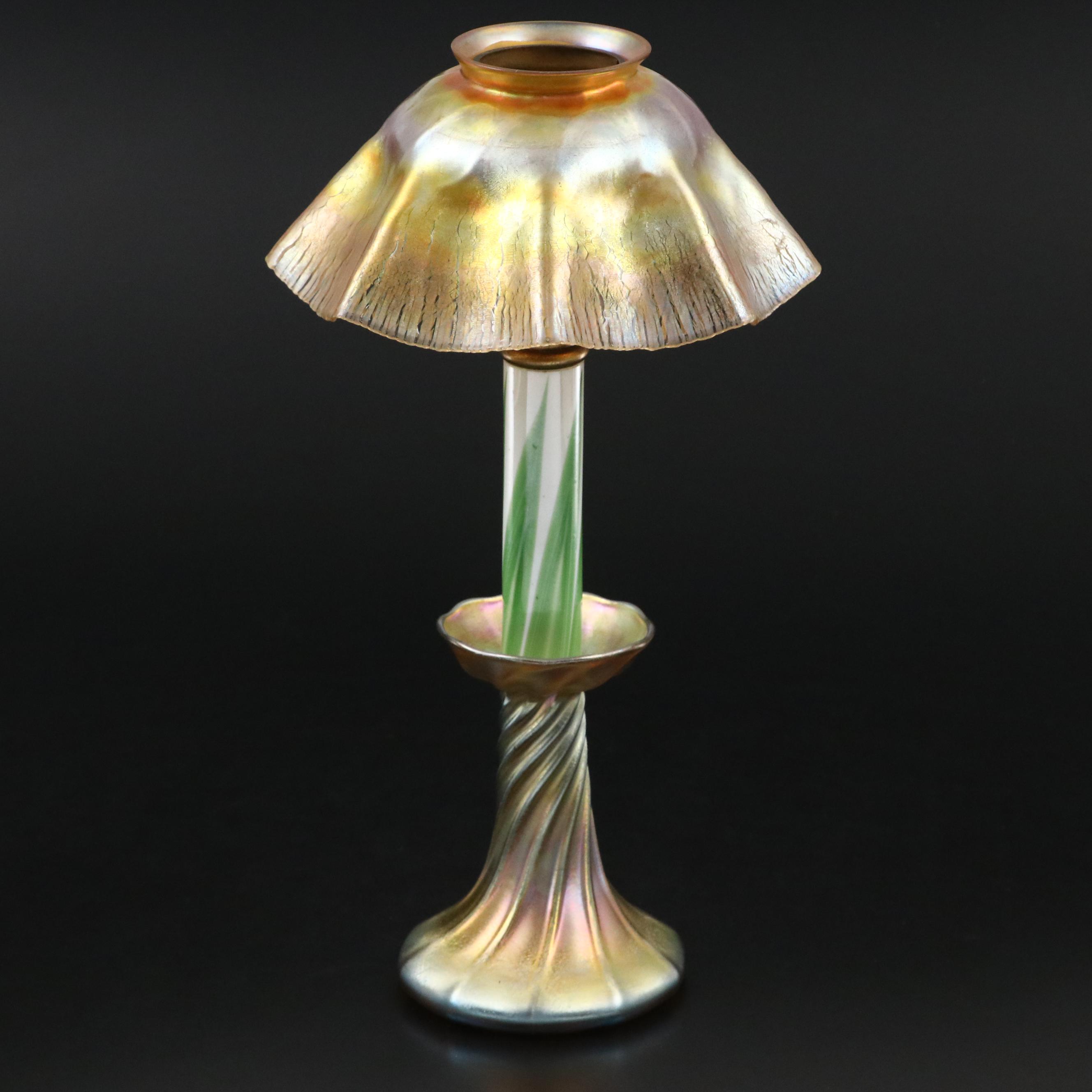 Louis Comfort Tiffany Favrile Art Glass Candlestick Lamp, Early 20th Century