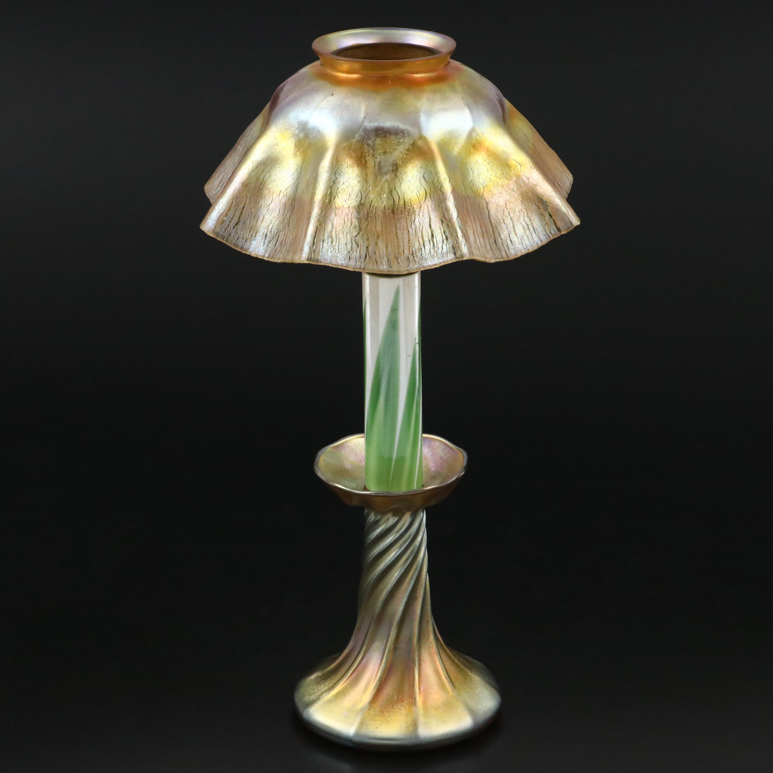 Louis Comfort Tiffany Favrile Art Glass Candlestick Lamp, Early 20th Century