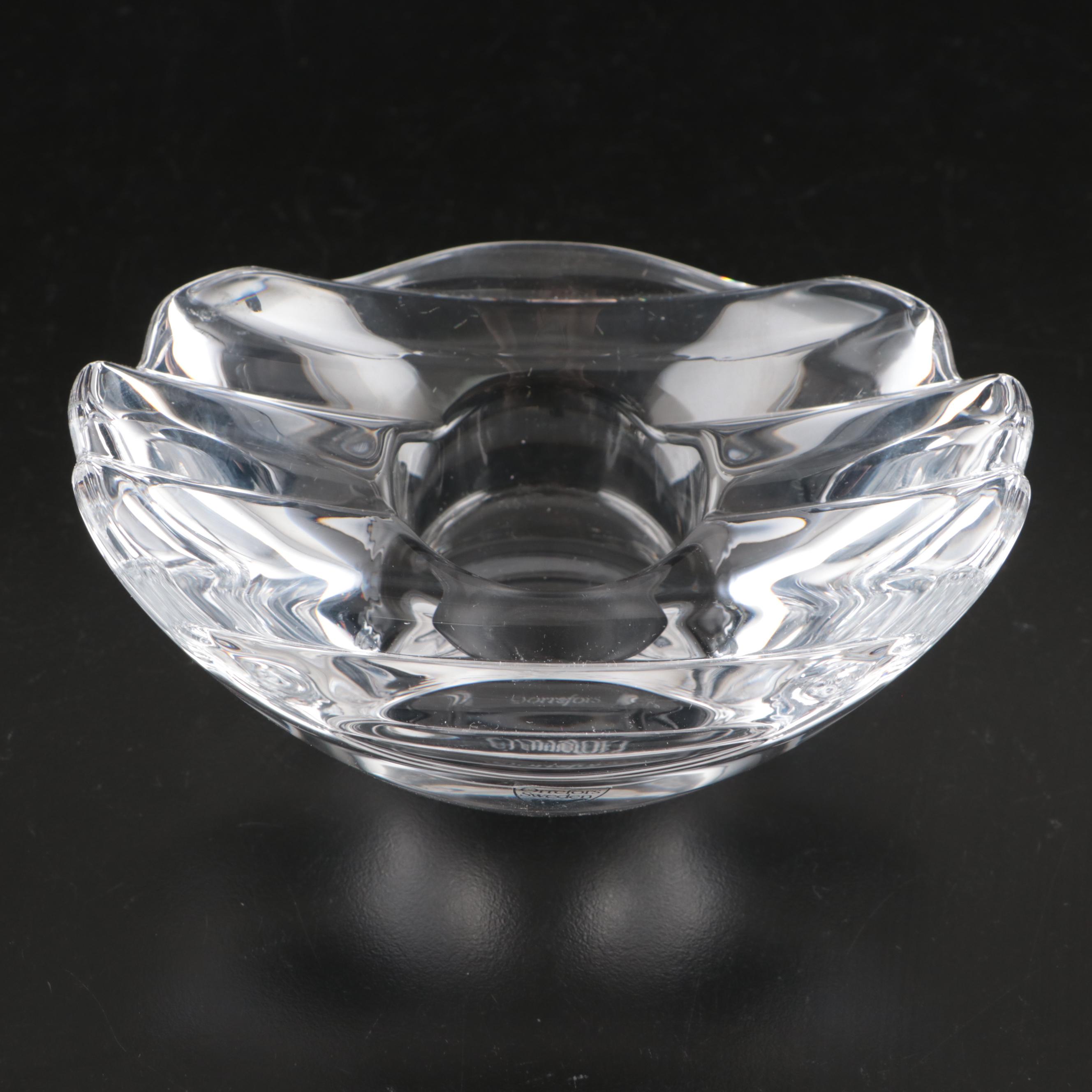 Orrefors Crystal Lotus Bowl and Votive Holder