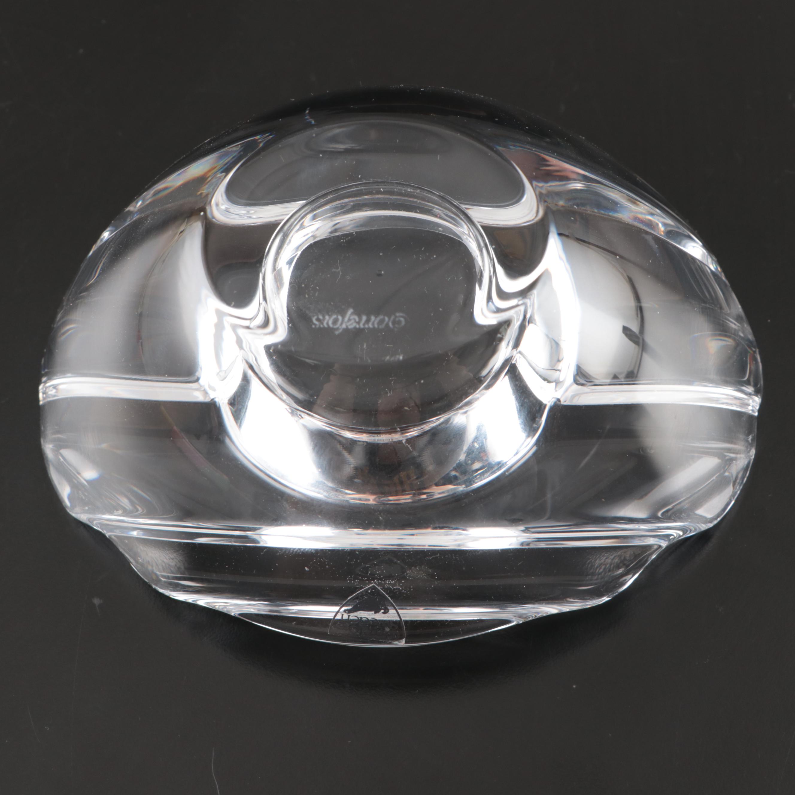 Orrefors Crystal Lotus Bowl and Votive Holder