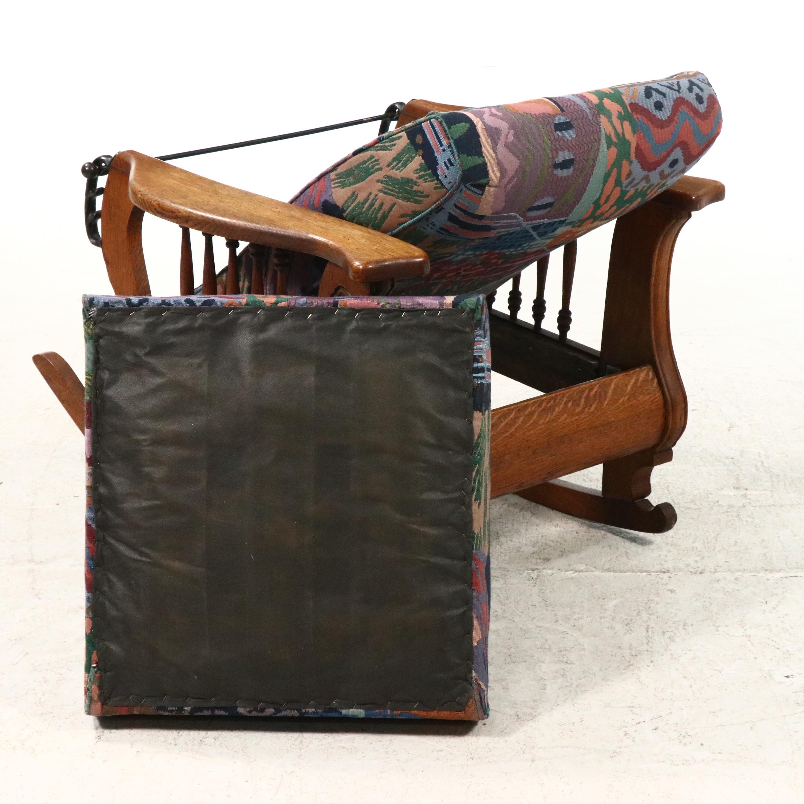 Arts & Crafts Style Carved Oak Rocking Chair, 1920s