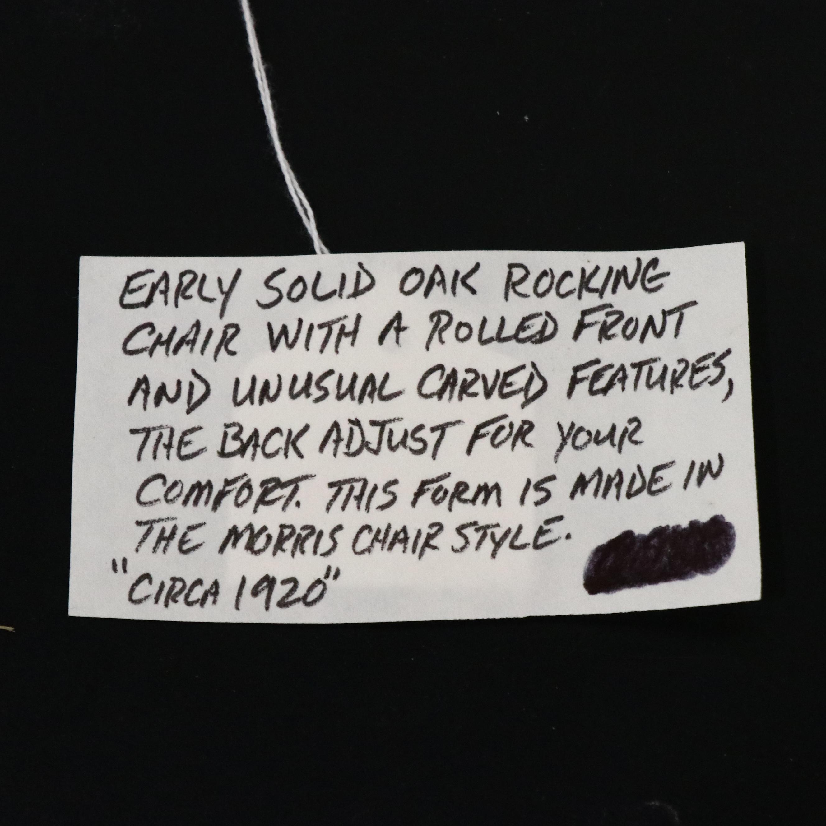 Arts & Crafts Style Carved Oak Rocking Chair, 1920s