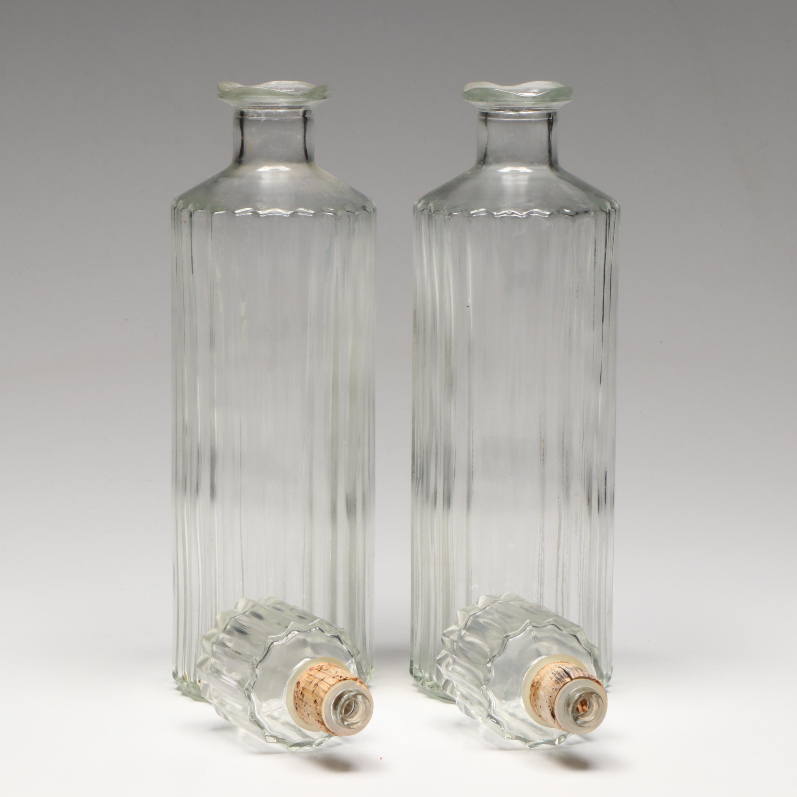 Mid Century Modern Style Blue Glass Diamond Pattern with Other Glass Decanters