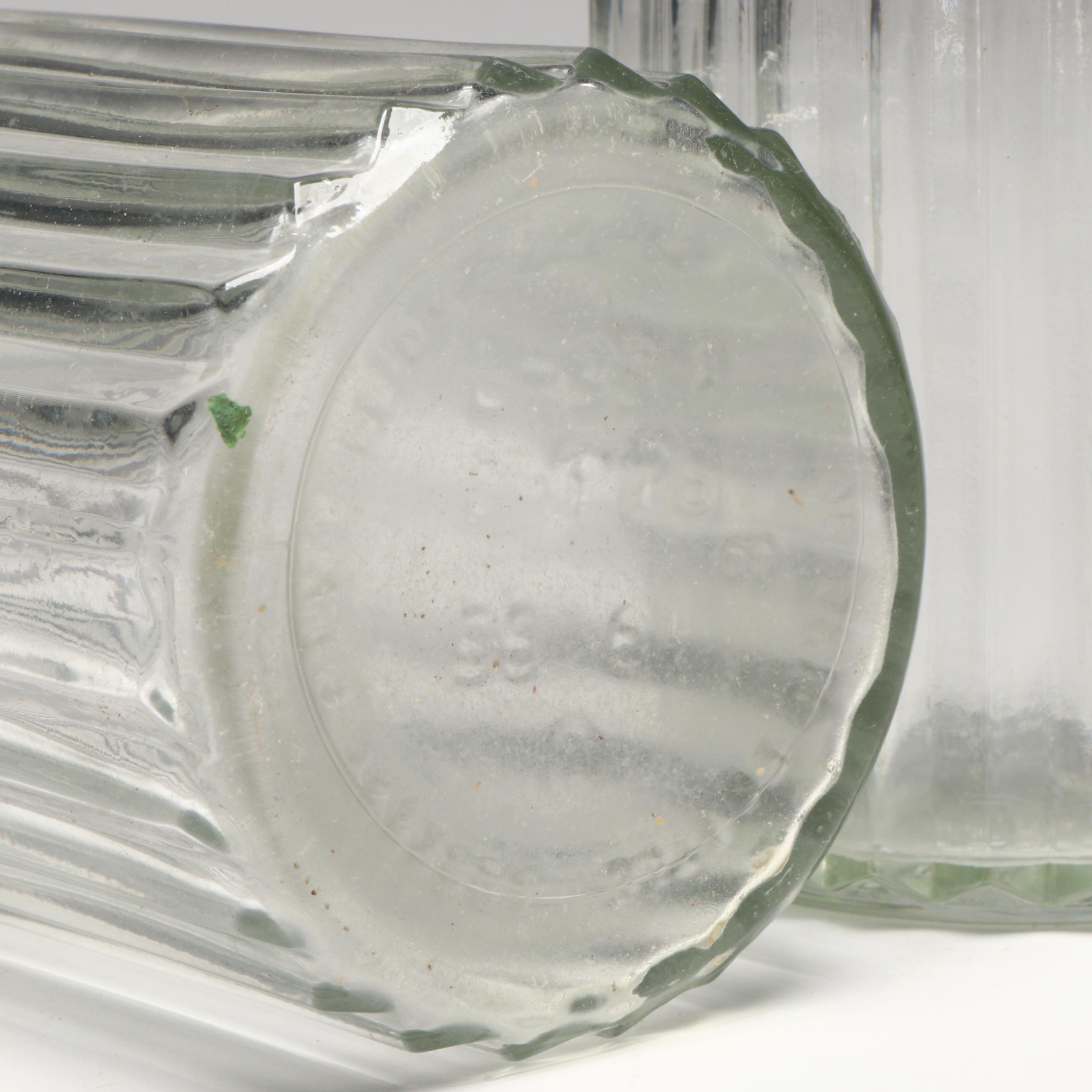 Mid Century Modern Style Blue Glass Diamond Pattern with Other Glass Decanters