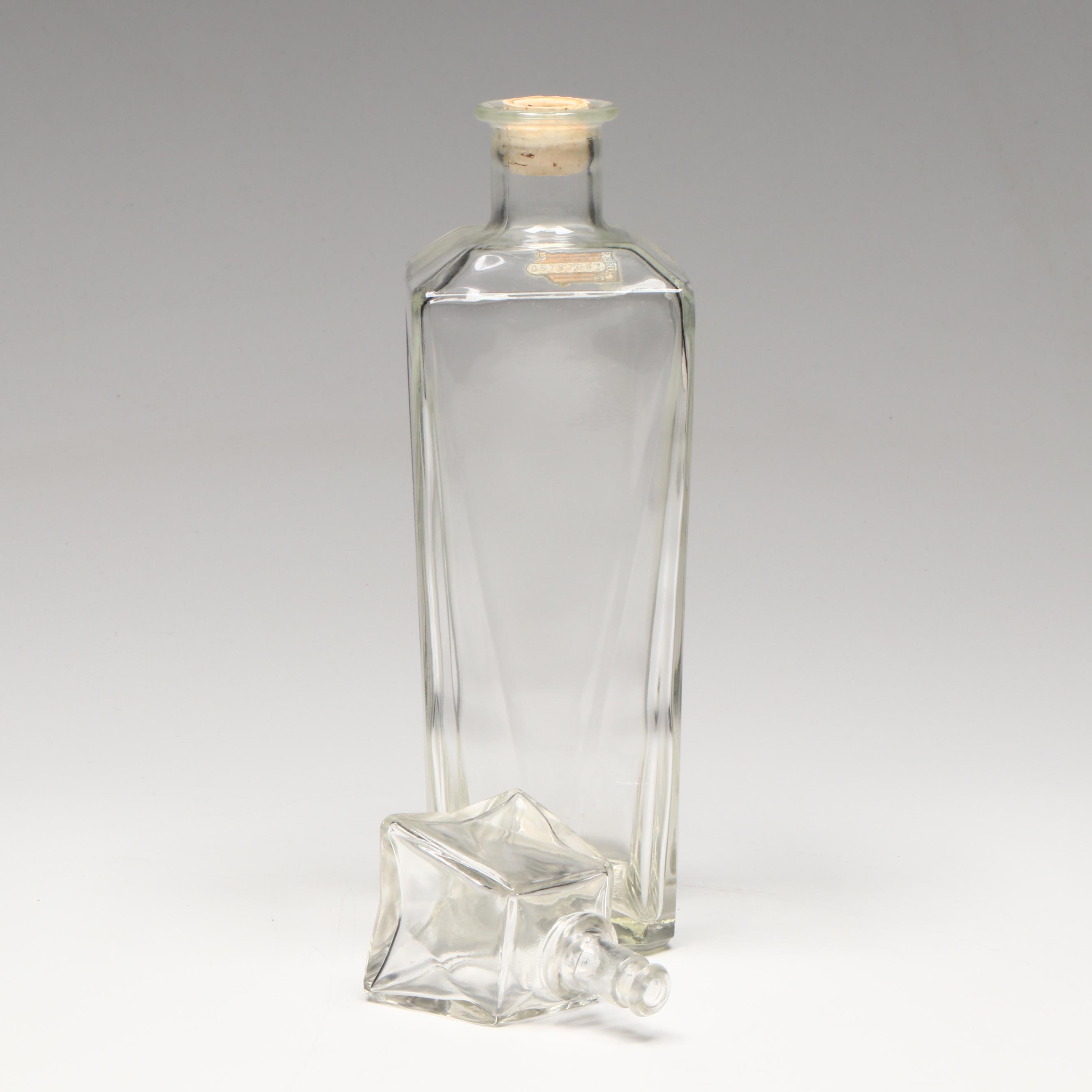 Mid Century Modern Style Blue Glass Diamond Pattern with Other Glass Decanters