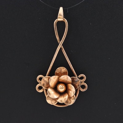 Vintage 10K Rose Gold Flower Drop Pendant Vintage 10K Rose Gold Flower Drop Pendant