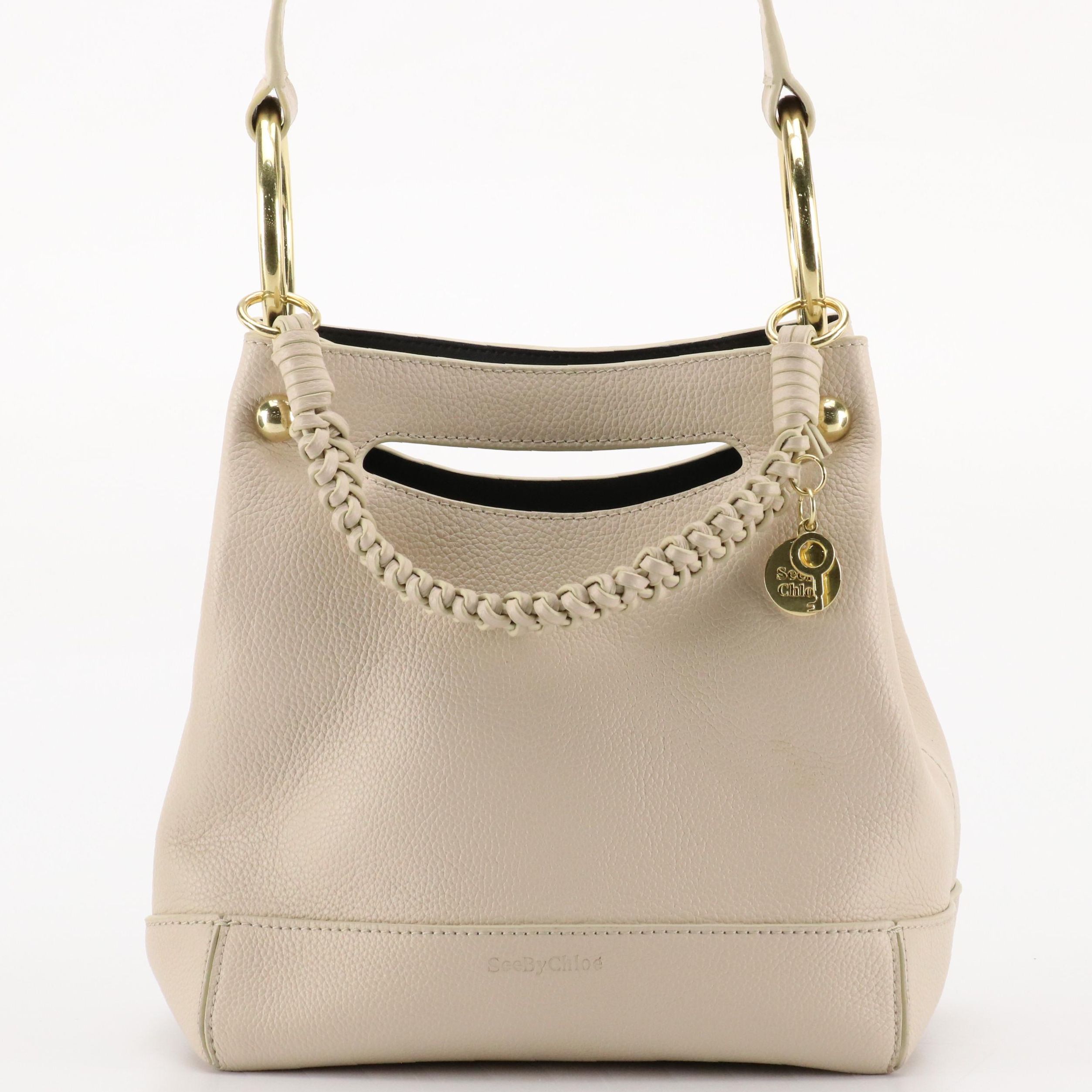 See by Chloé Maddy Two-Way Bucket Bag in Cement Beige Pebble Grained Leather